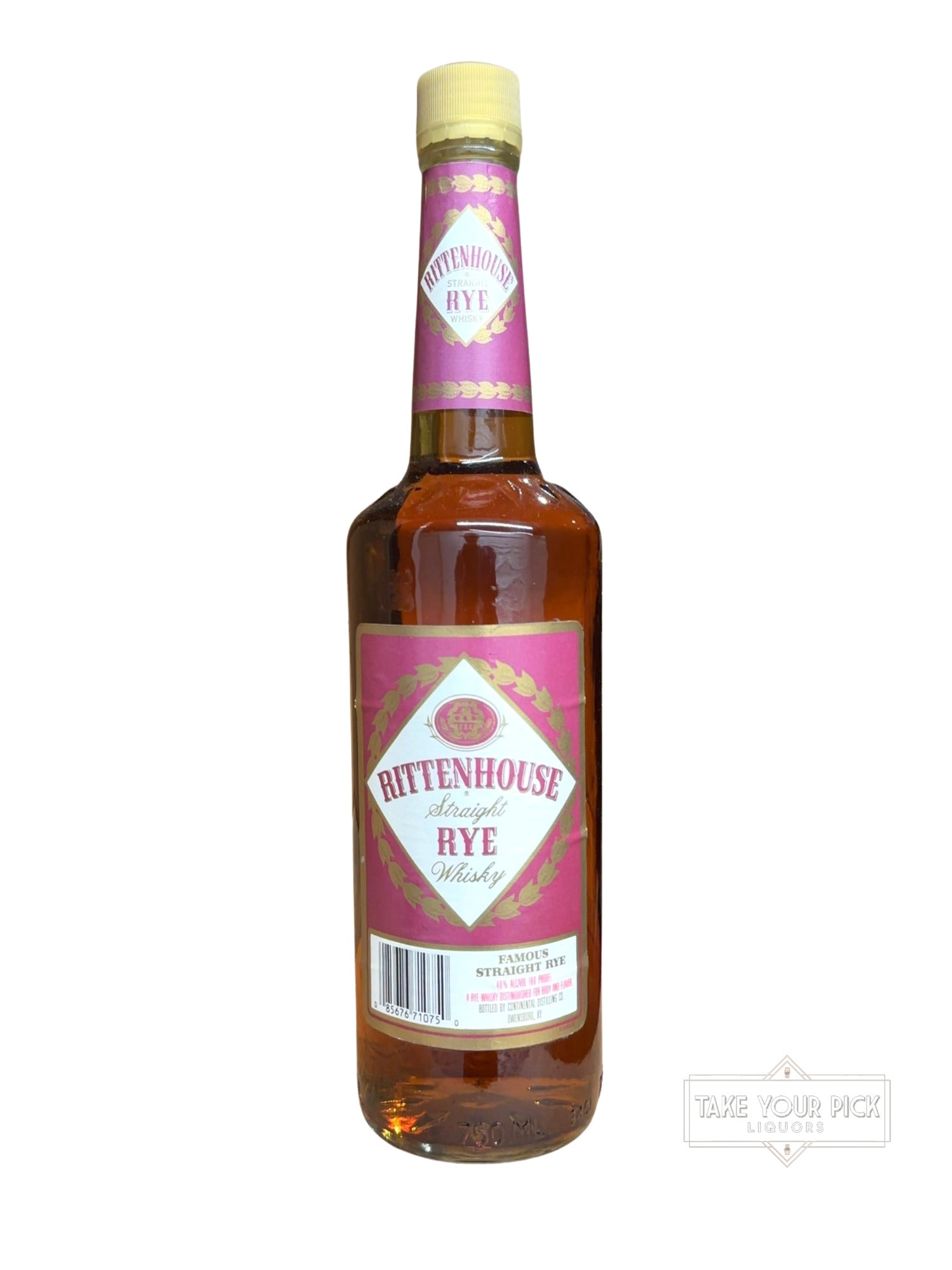 1990 Rittenhouse Rye Continental Distilling Owensboro KY80 Proof 80 Proof 750ml