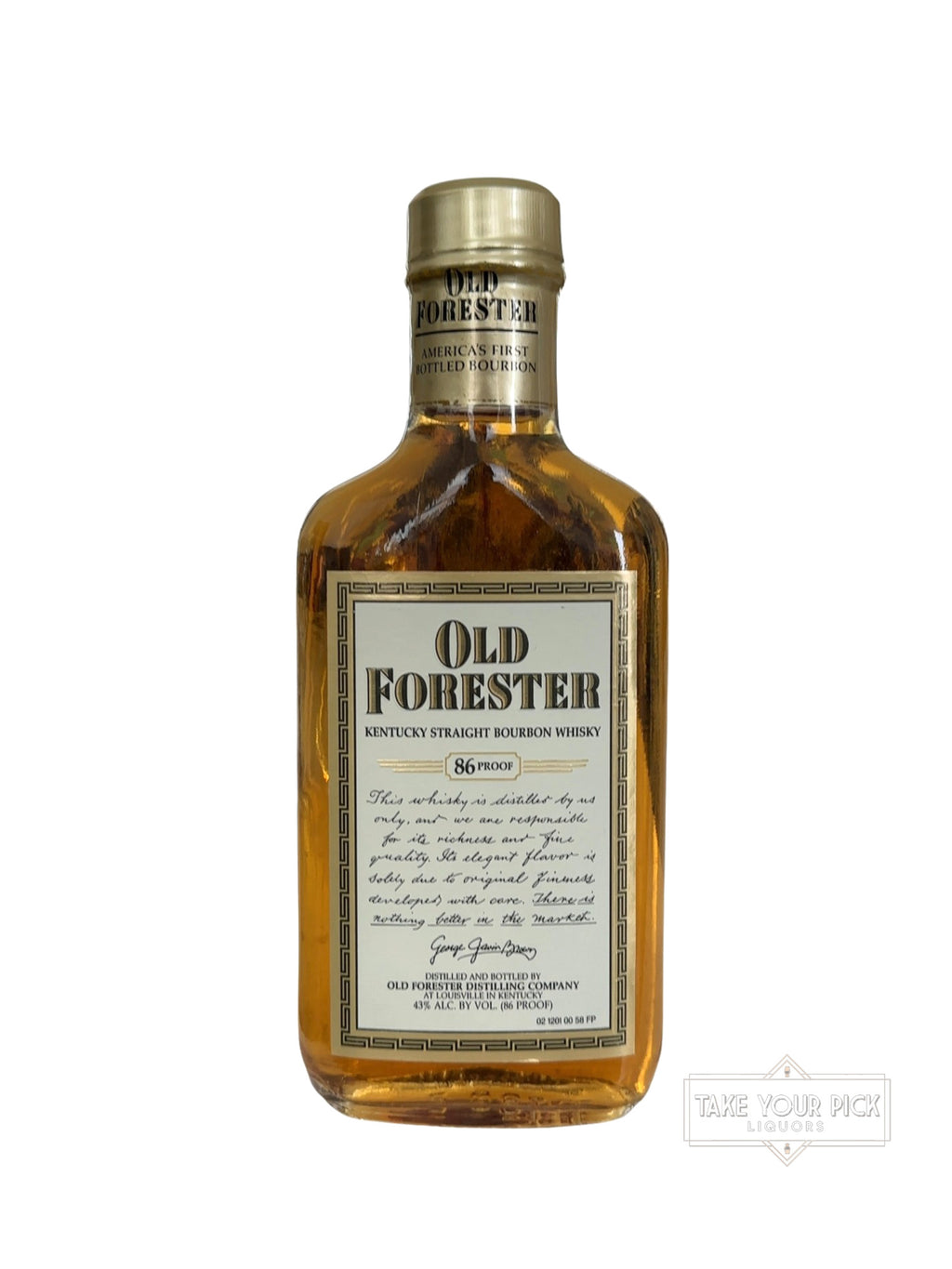 1991 Old Forester Distilling Company Old Forester Kentucky Straight Bourbon Whisky 86 Proof 200ml
