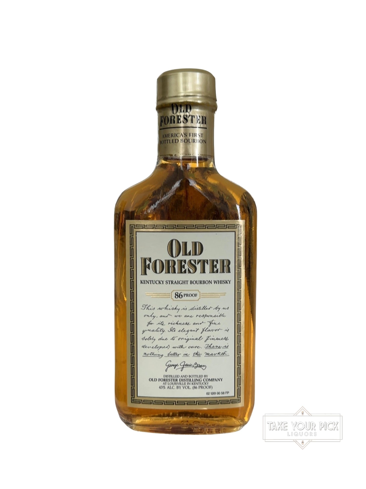 1991 Old Forester Distilling Company Old Forester Kentucky Straight Bourbon Whisky 86 Proof 200ml