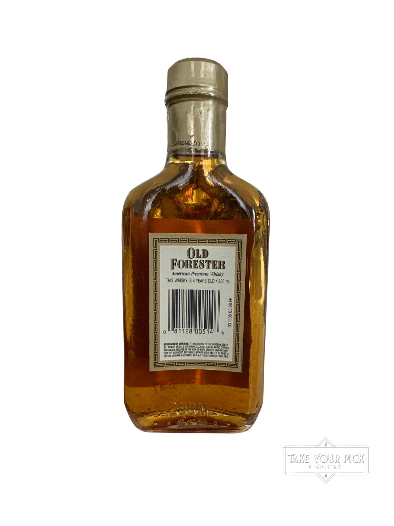 1991 Old Forester Distilling Company Old Forester Kentucky Straight Bourbon Whisky 86 Proof 200ml