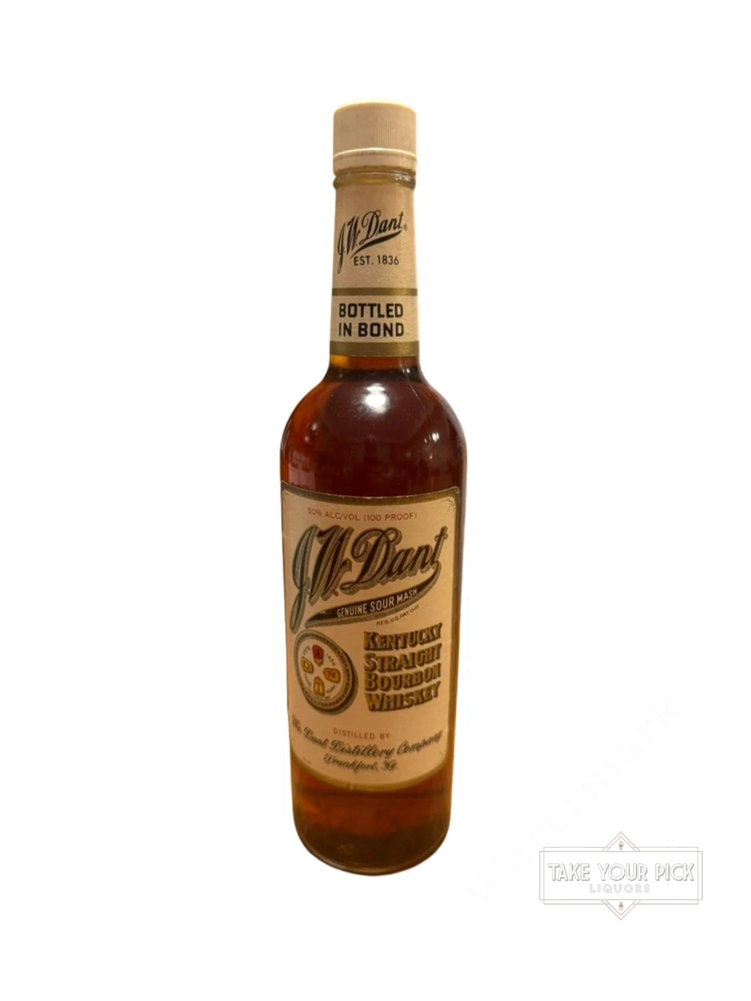 1993 J.W. Dant / The Dant Distillery Company J.W. Dant Kentucky Straight Bourbon Whiskey Bottled in Bond 100 Proof