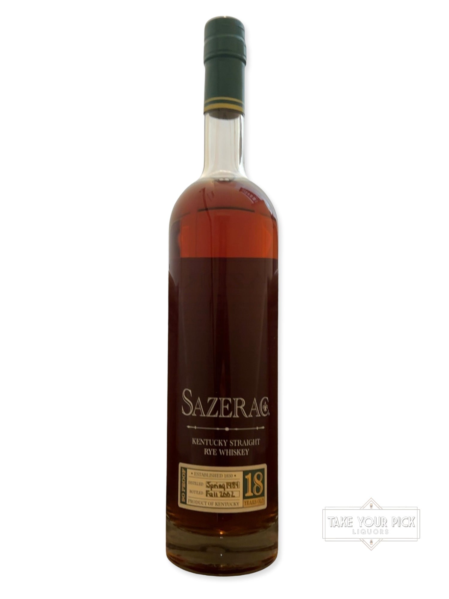 2002 Sazerac 18 Year Kentucky Straight Rye Whiskey 90 Proof