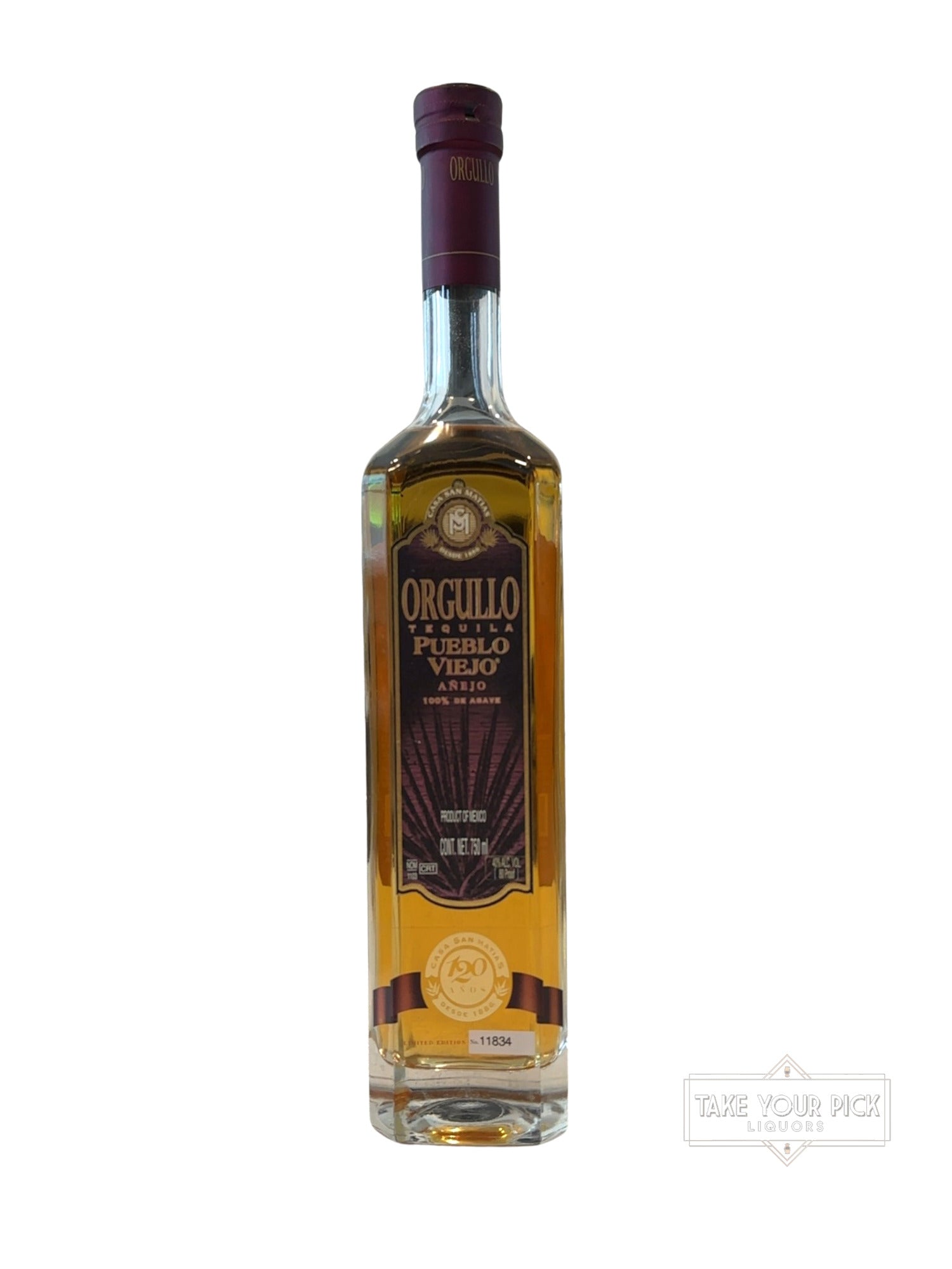 2006 Casa San Matias Nom 1103 Orgullo Tequila Pueblo Viejo Añejo 120th Anniversary 80 Proof 750ml