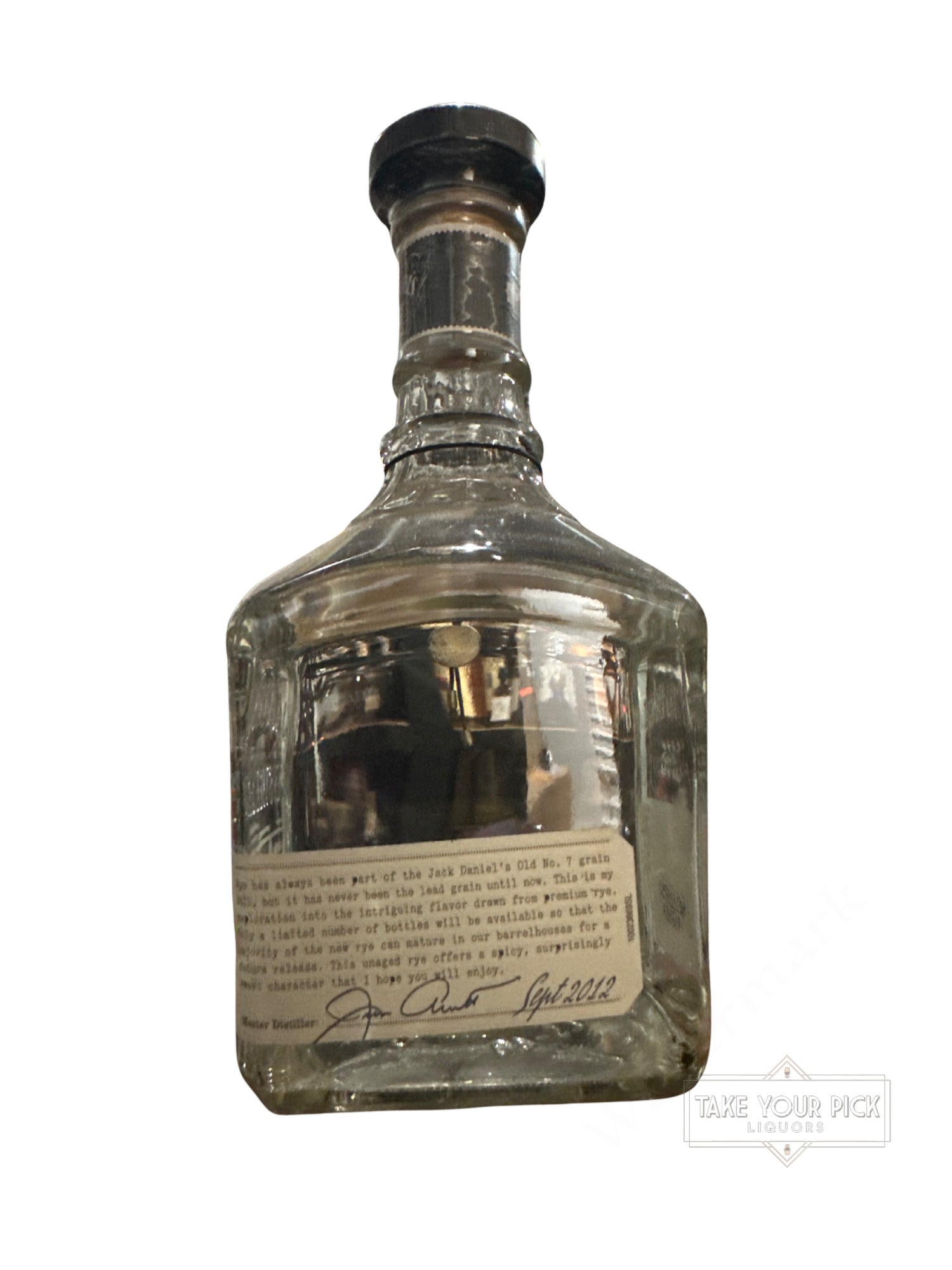 2012 Jack Daniel's Unaged Tennessee Rye 80 Proof