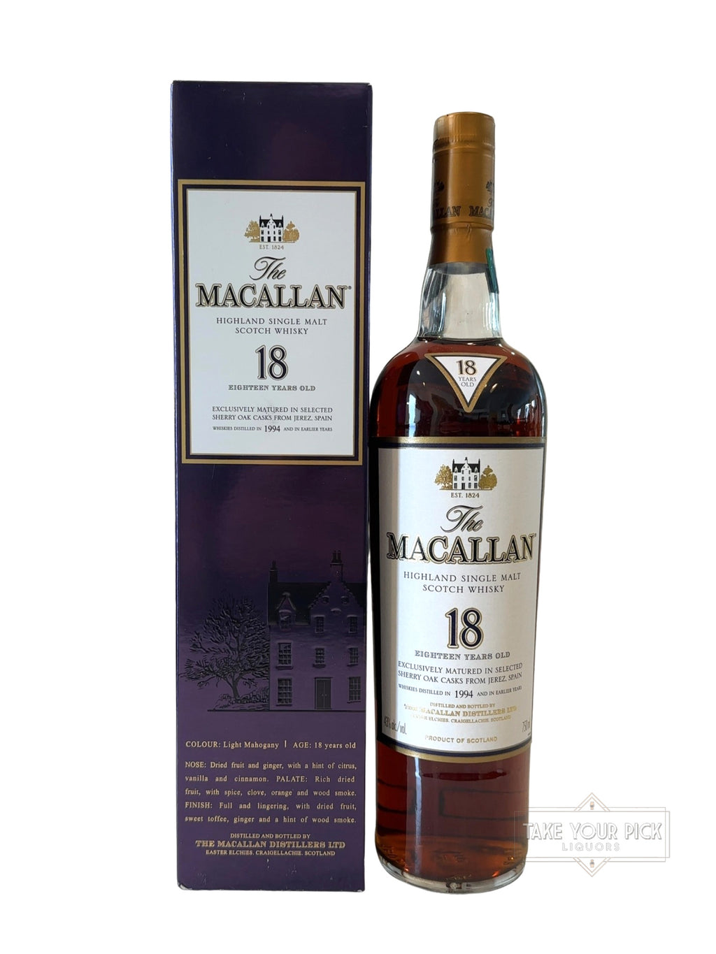 2012 The Macallan 18 Year Sherry Single Malt Scotch Whisky 86 Proof 750ml