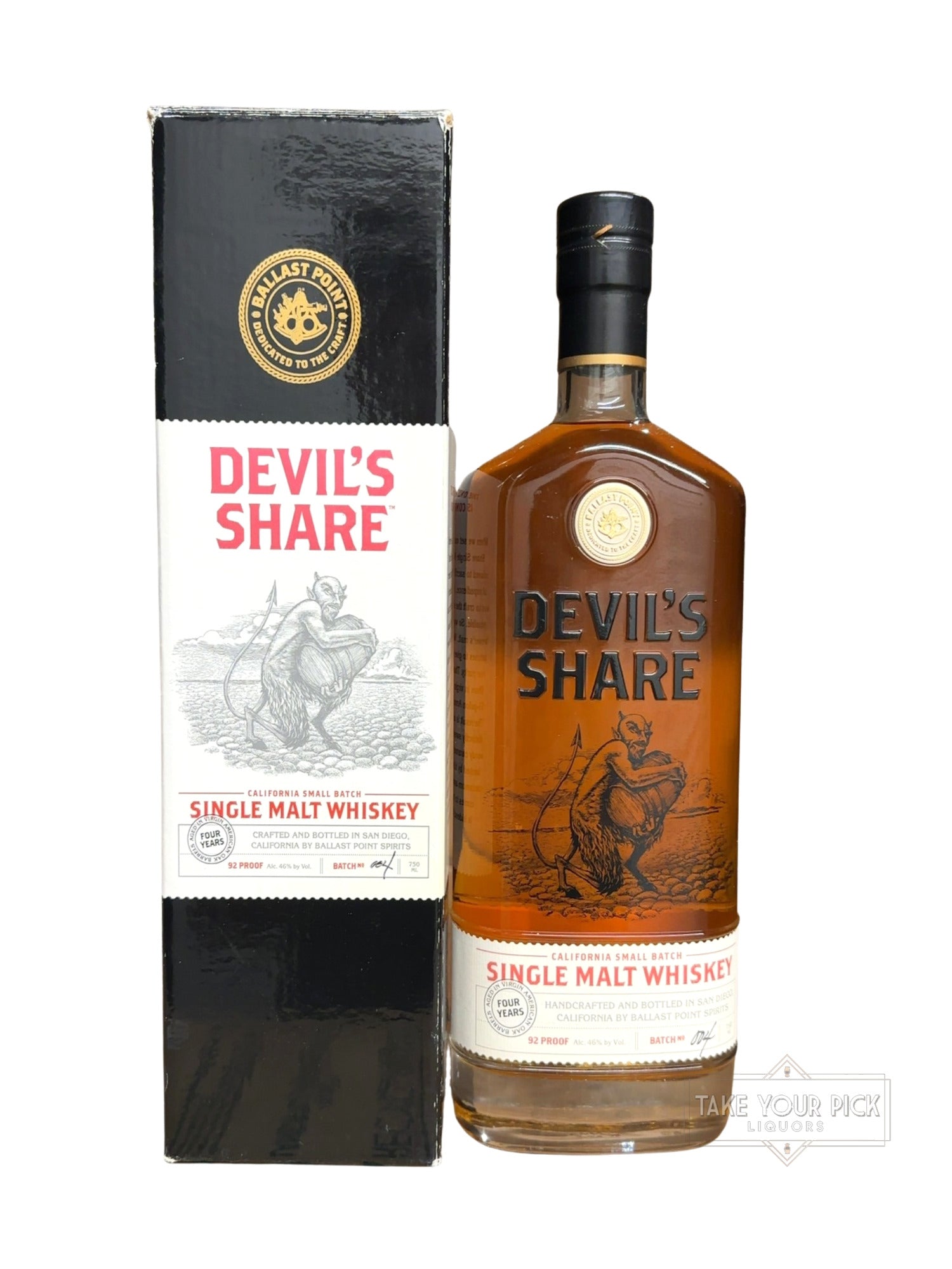 2013-2014 Ballast Point Devil's Share Single Malt Whiskey 92 Proof 750ml Batch 4