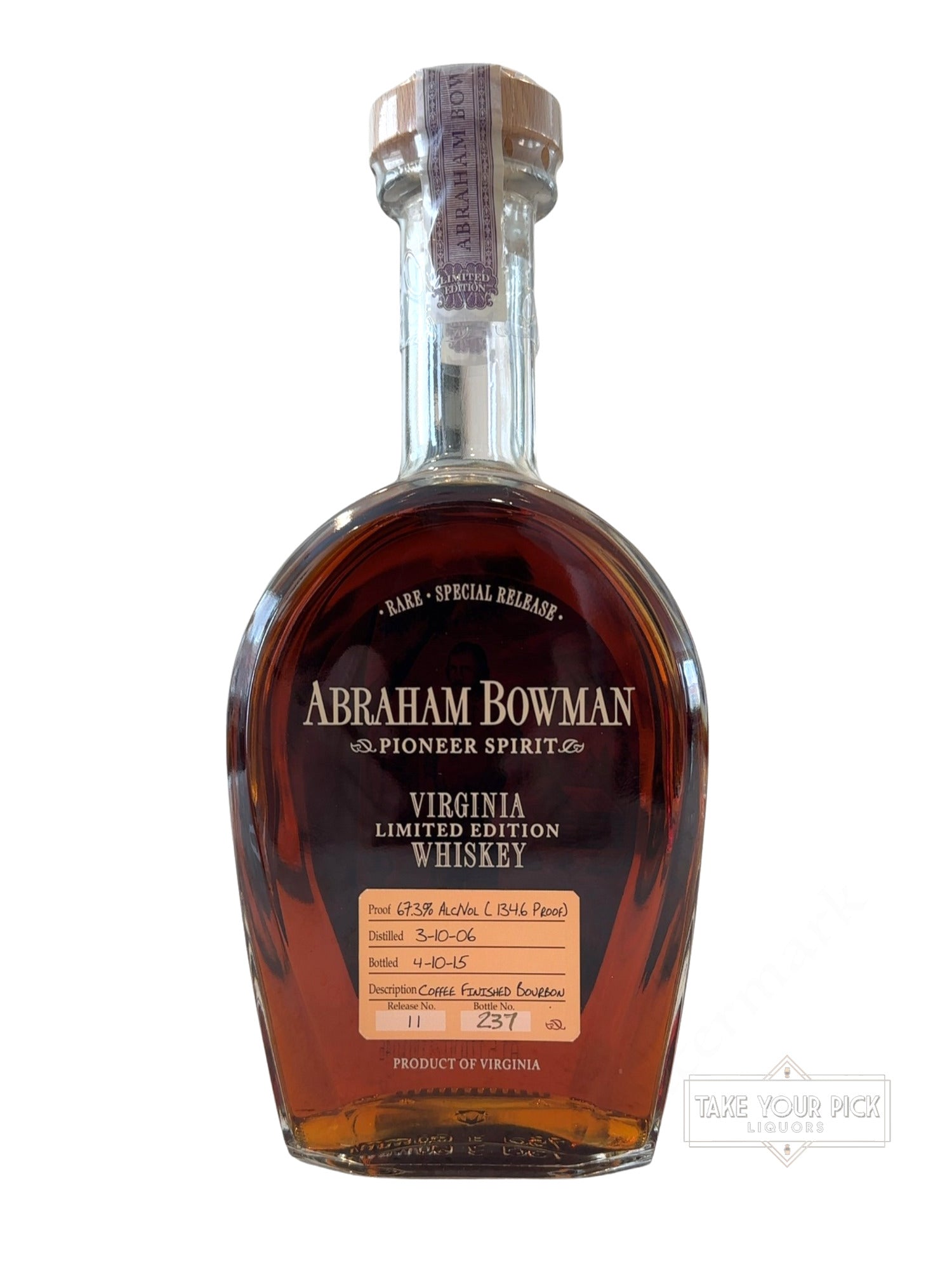 2015 Abraham Bowman Coffee Finished Whiskey 134.6 Proof