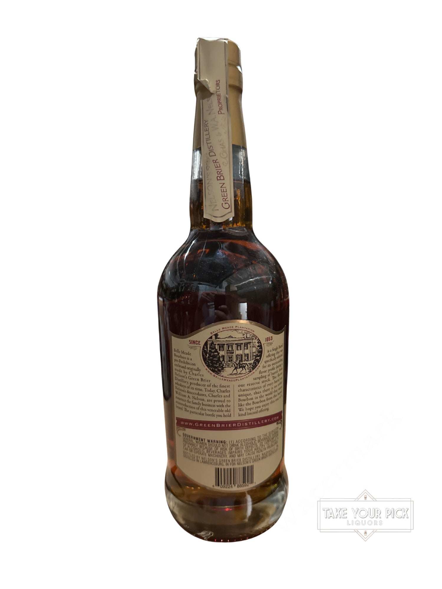 2015 Belle Meade Sour Mash Whiskey Straight Bourbon Single Barrel 120.6 Proof
