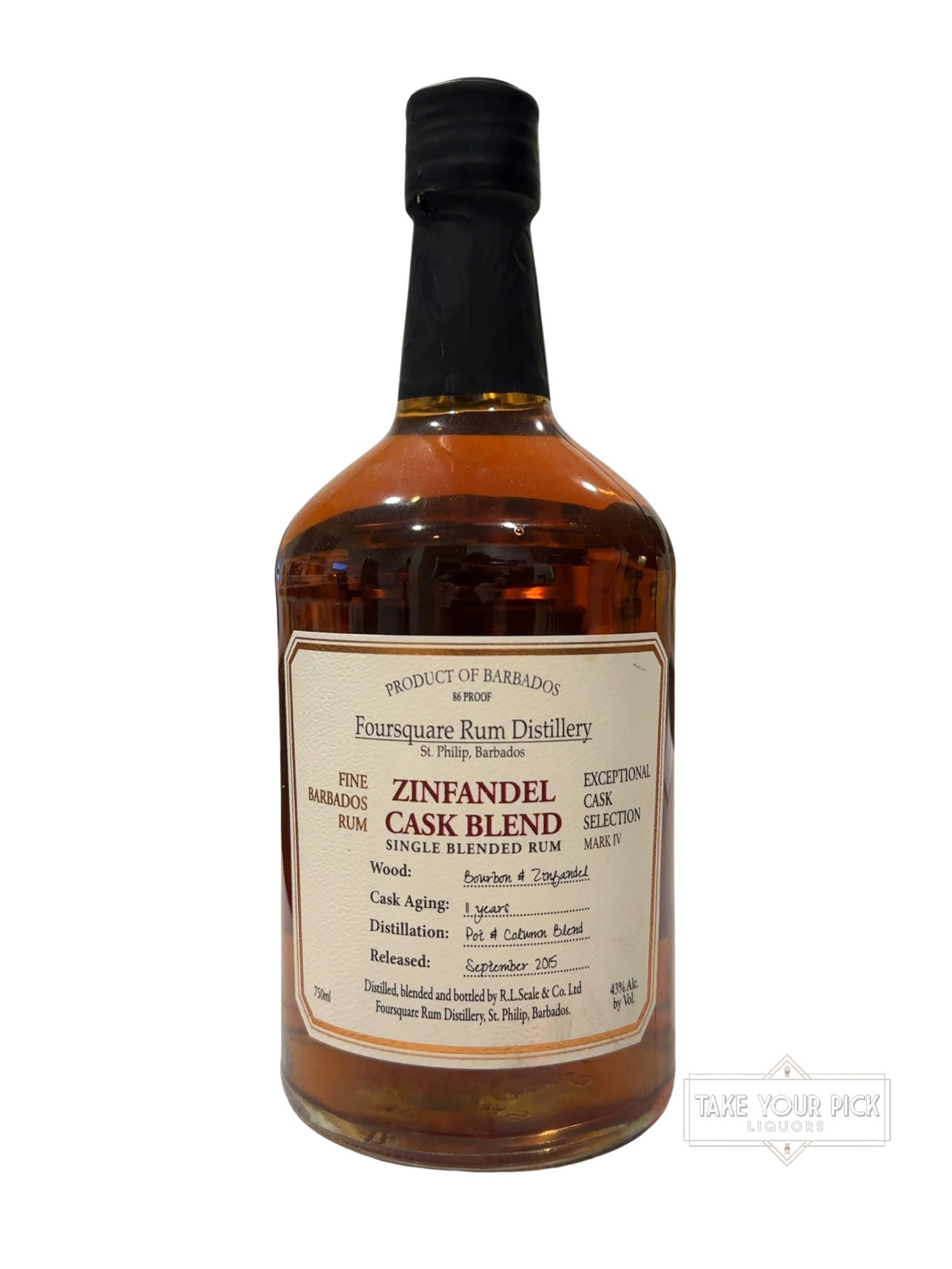 2015 Foursquare Rum Zinfandel Cask Blend 86 Proof 750ml