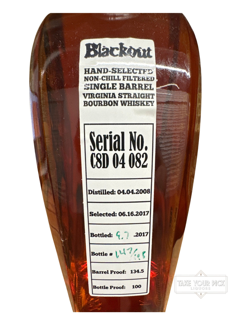 2017 John J. Bowman Blackout Pick 100 Proof 750ml