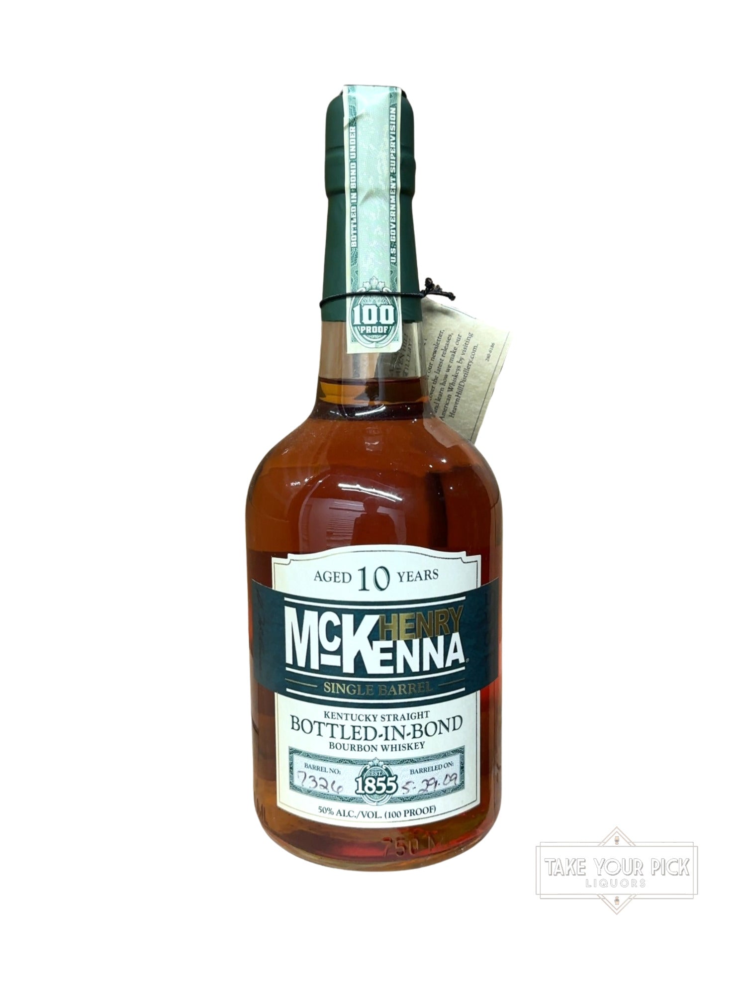 2019 Heaven Hill Distillery Henry McKenna Single Barrel Kentucky Straight Bottled-in-Bond Bourbon Whiskey 100 Proof 750ml