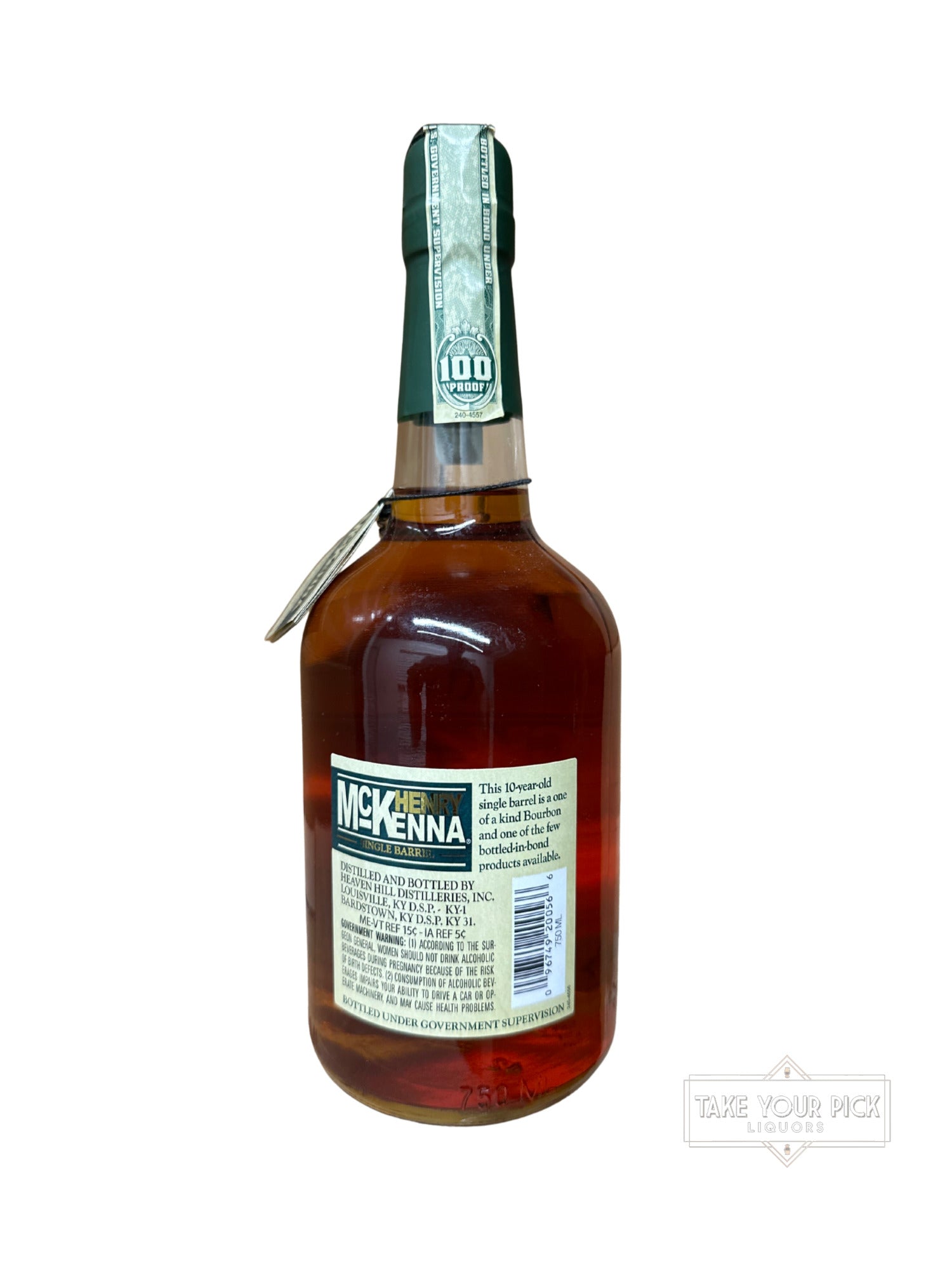 2019 Heaven Hill Distillery Henry McKenna Single Barrel Kentucky Straight Bottled-in-Bond Bourbon Whiskey 100 Proof 750ml