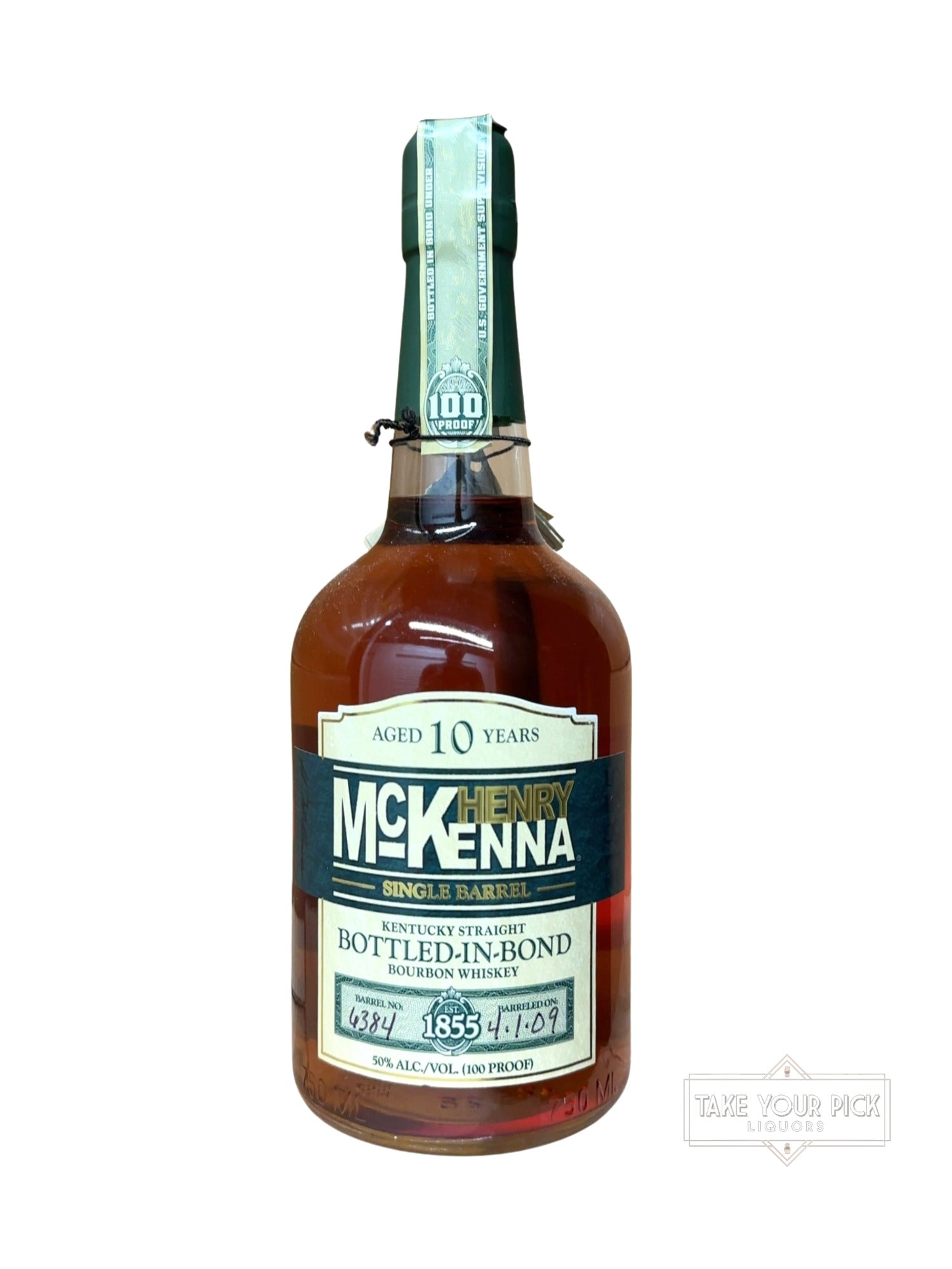 2019 Henry McKenna Single Barrel Bottled-in-Bond Bourbon Whiskey 100 Proof 750ml