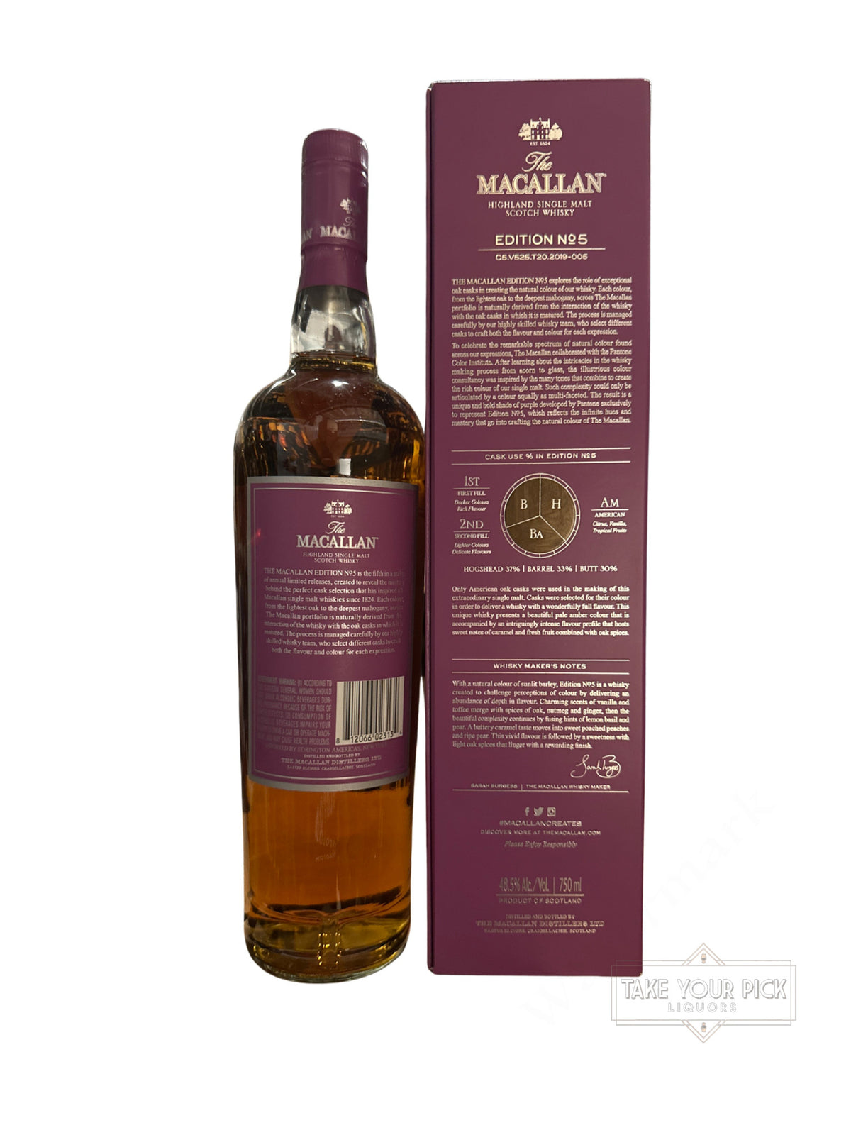 2019 The Macallan Edition N°5 Highland Single Malt Scotch Whisky 97 Proof 750ml
