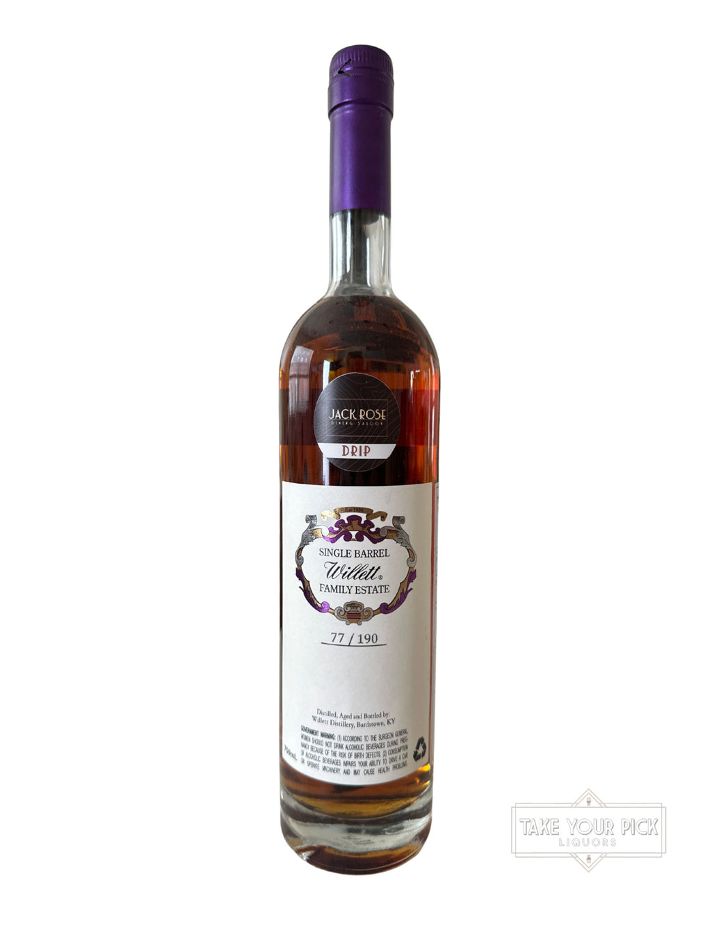 2020 Willett Drip Jack Rose Dining Saloon Family Estate Bottled Single Barrel Bourbon 121.6 Proof 750ml