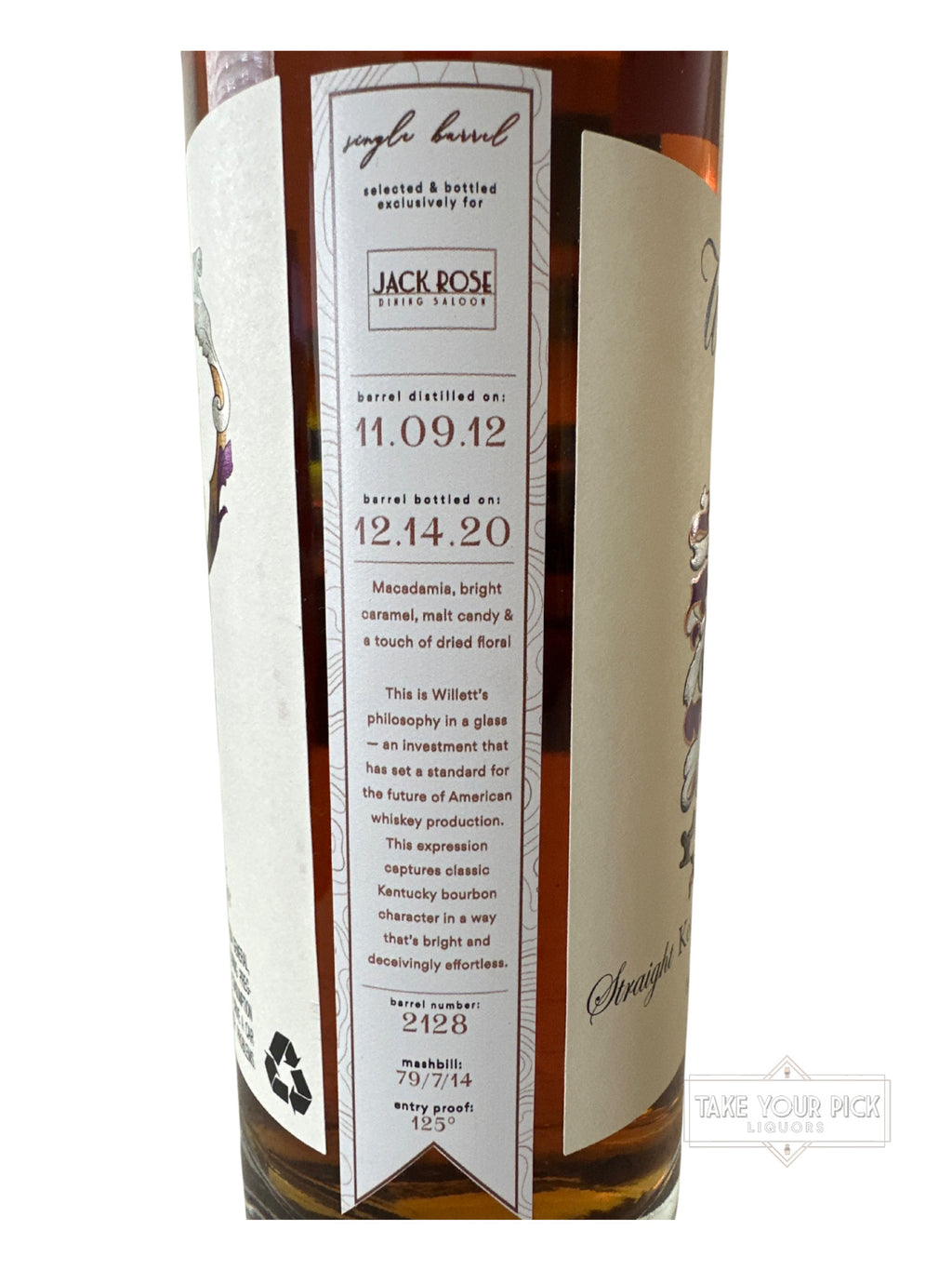 2020 Willett Drip Jack Rose Dining Saloon Family Estate Bottled Single Barrel Bourbon 121.6 Proof 750ml