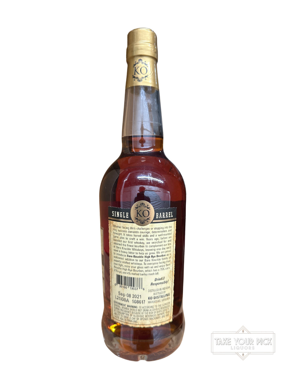 2021 Bare Knuckle Single Barrel High Rye Bourbon 128 Proof 750ml