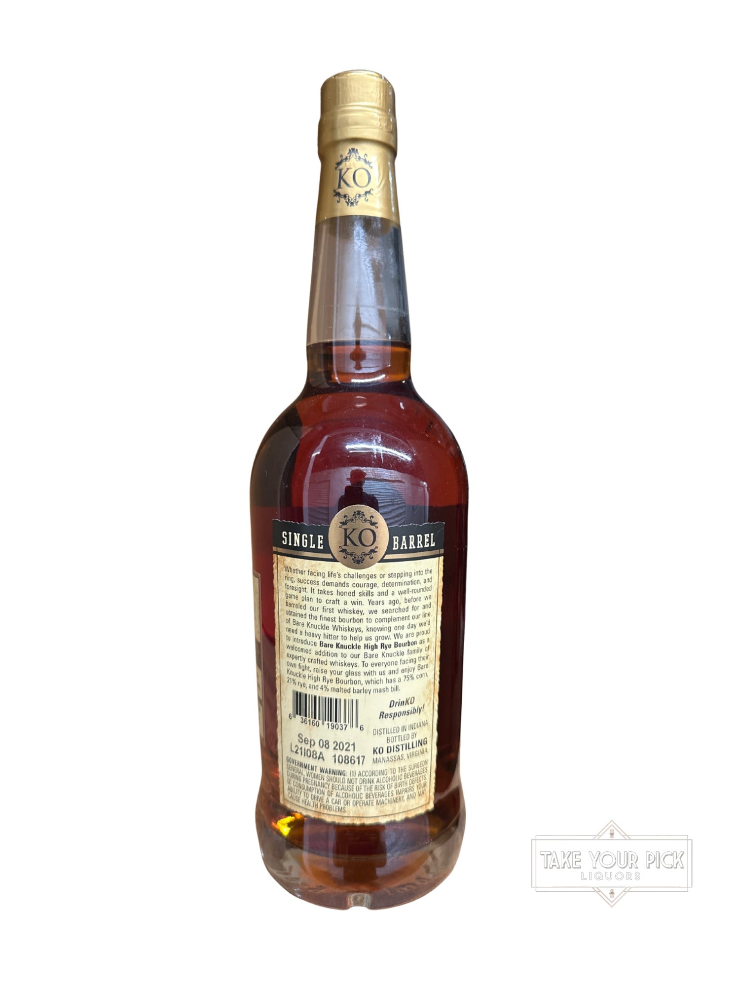 2021 Bare Knuckle Single Barrel High Rye Bourbon 128 Proof 750ml