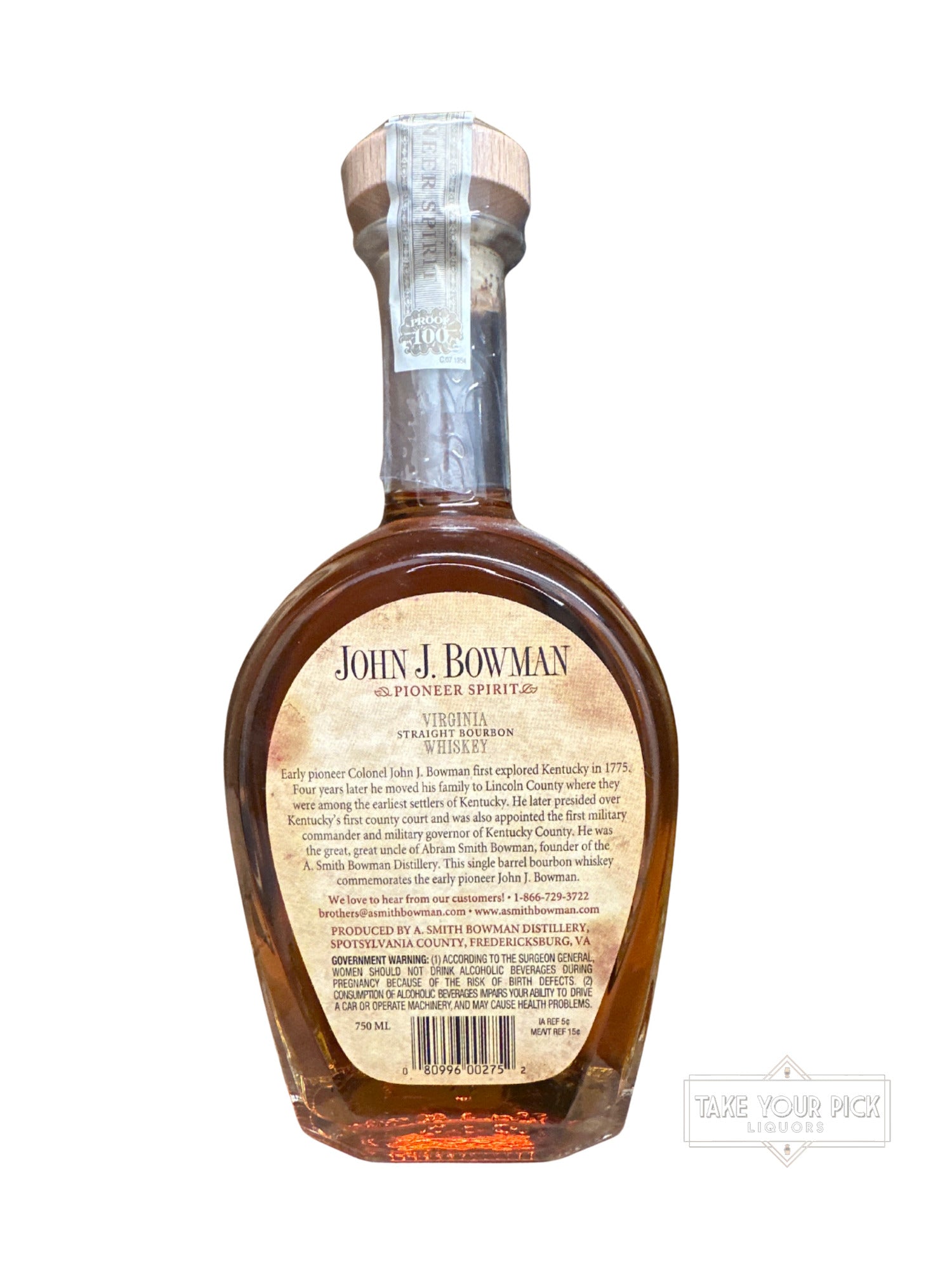 2022 John J. Bowman Virginia Straight Bourbon Whiskey 100 Proof 750ml