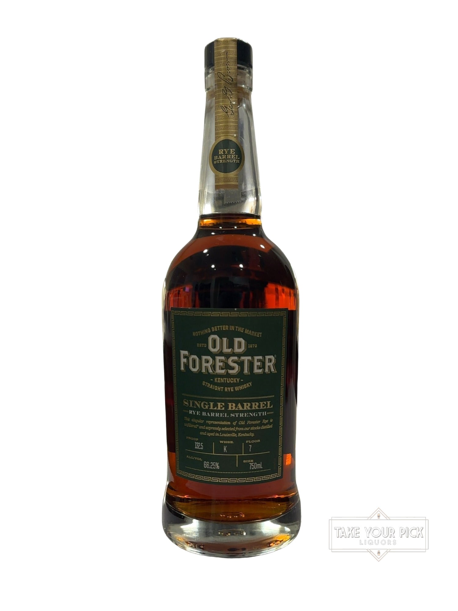 2022 Old Forester Single Barrel Rye Barrel Strength 132.5 Proof 750ml