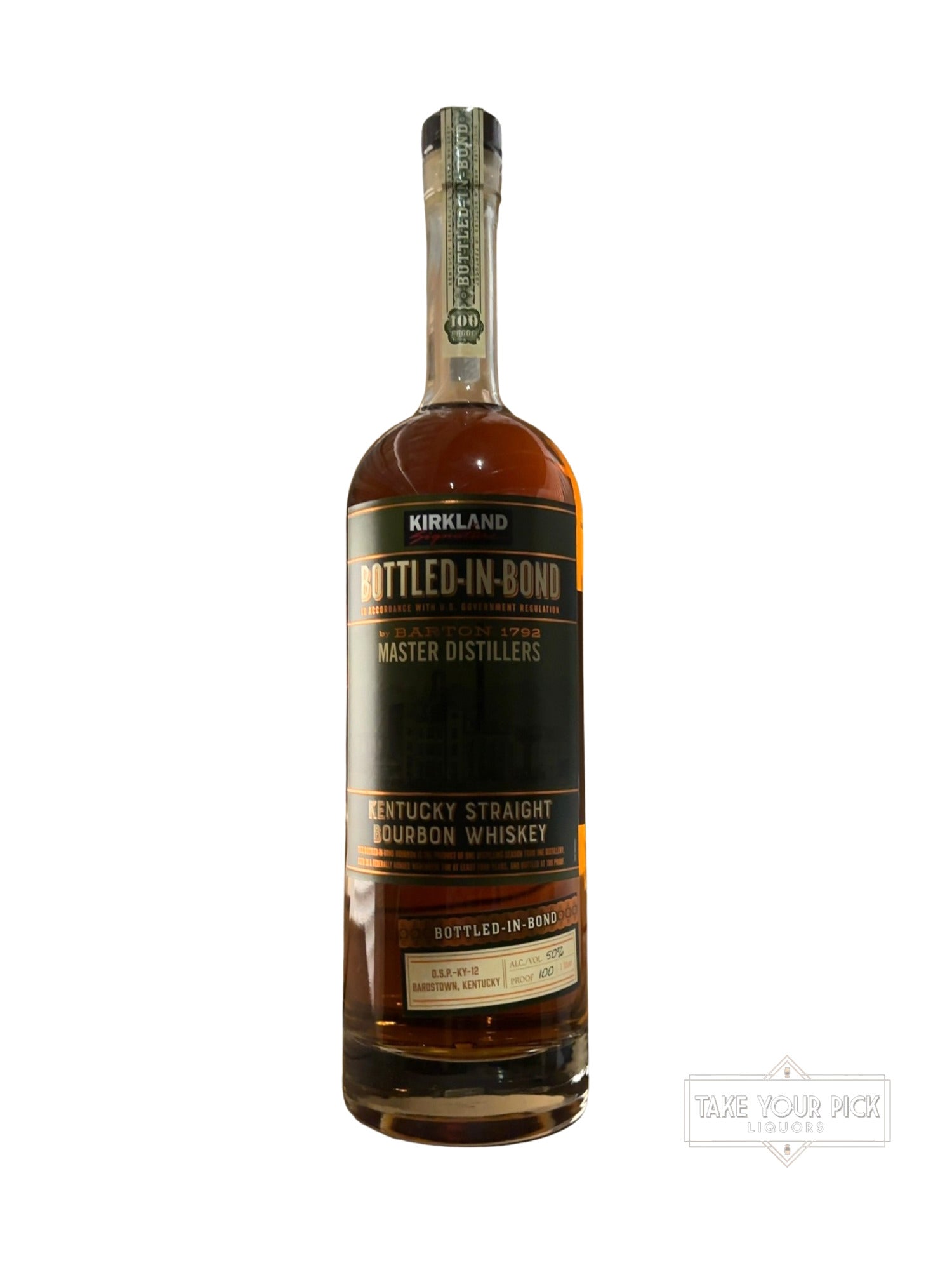 2023 Kirkland (by Barton 1792 Master Distillers) Kirkland Bottled-in-Bond Kentucky Straight Bourbon Whiskey 100 Proof 1 Liter
