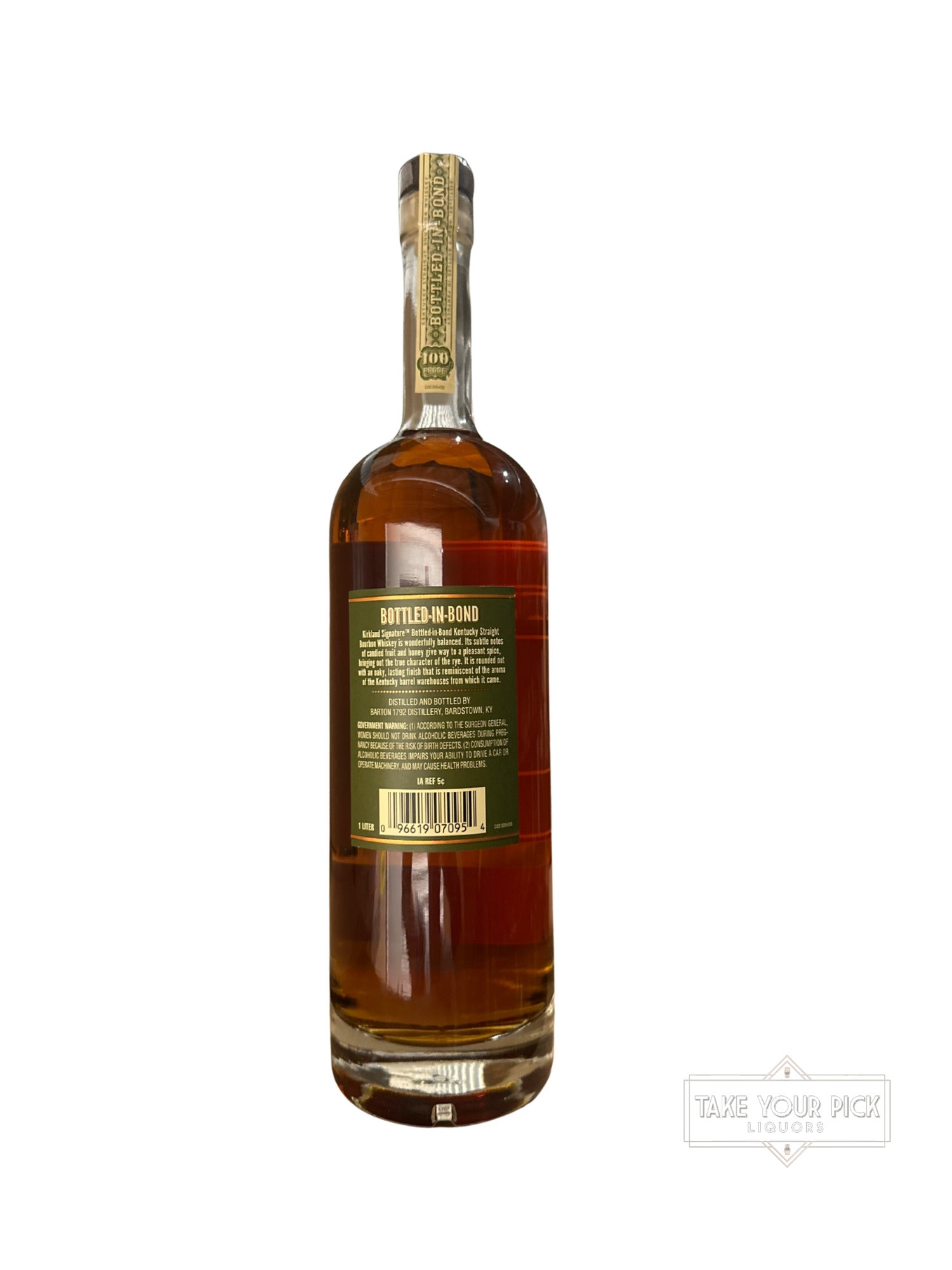 2023 Kirkland (by Barton 1792 Master Distillers) Kirkland Bottled-in-Bond Kentucky Straight Bourbon Whiskey 100 Proof 1 Liter