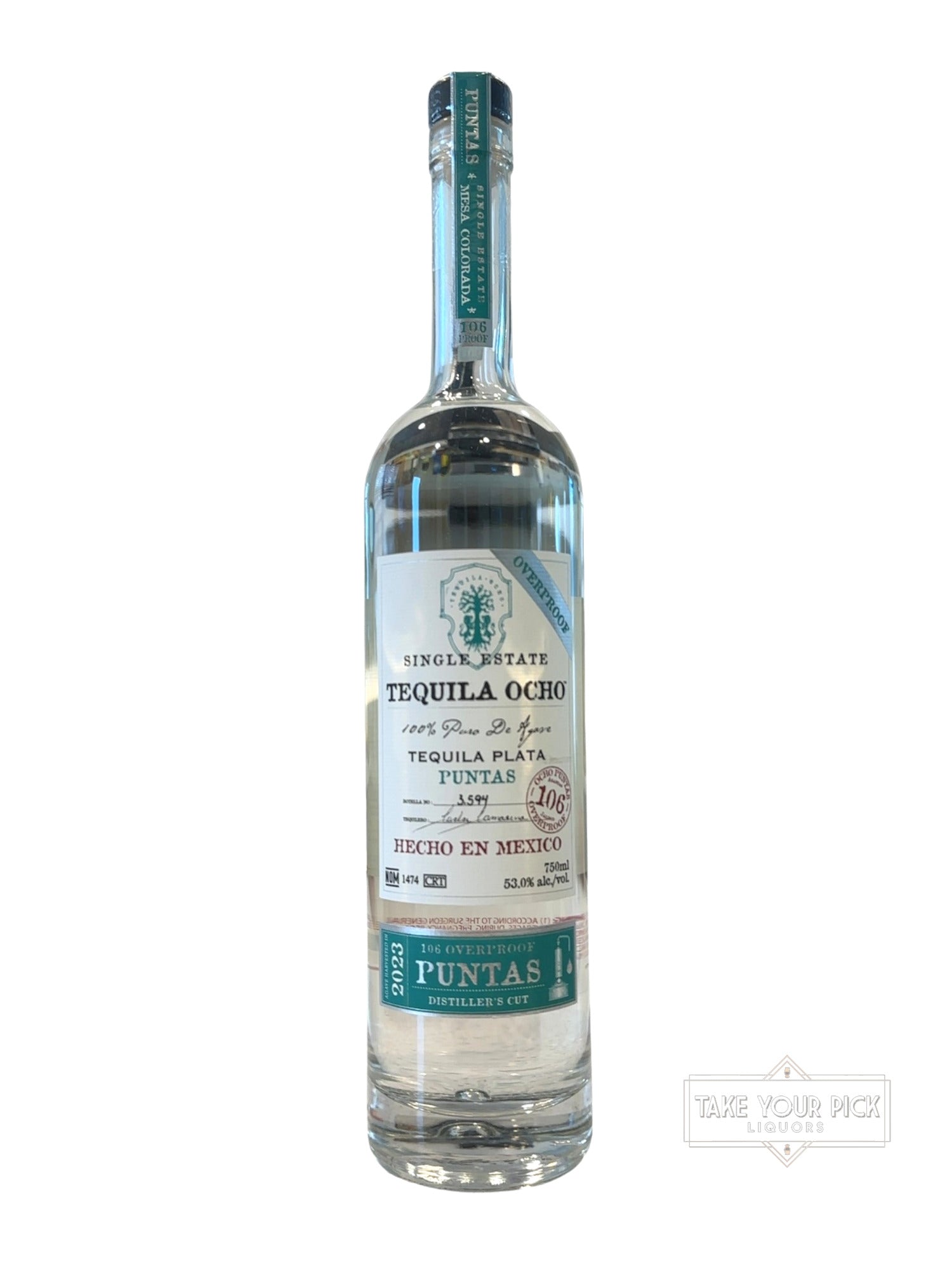 2023 Tequila Ocho Puntas Single Estate Tequila Plata 106 Proof 750ml