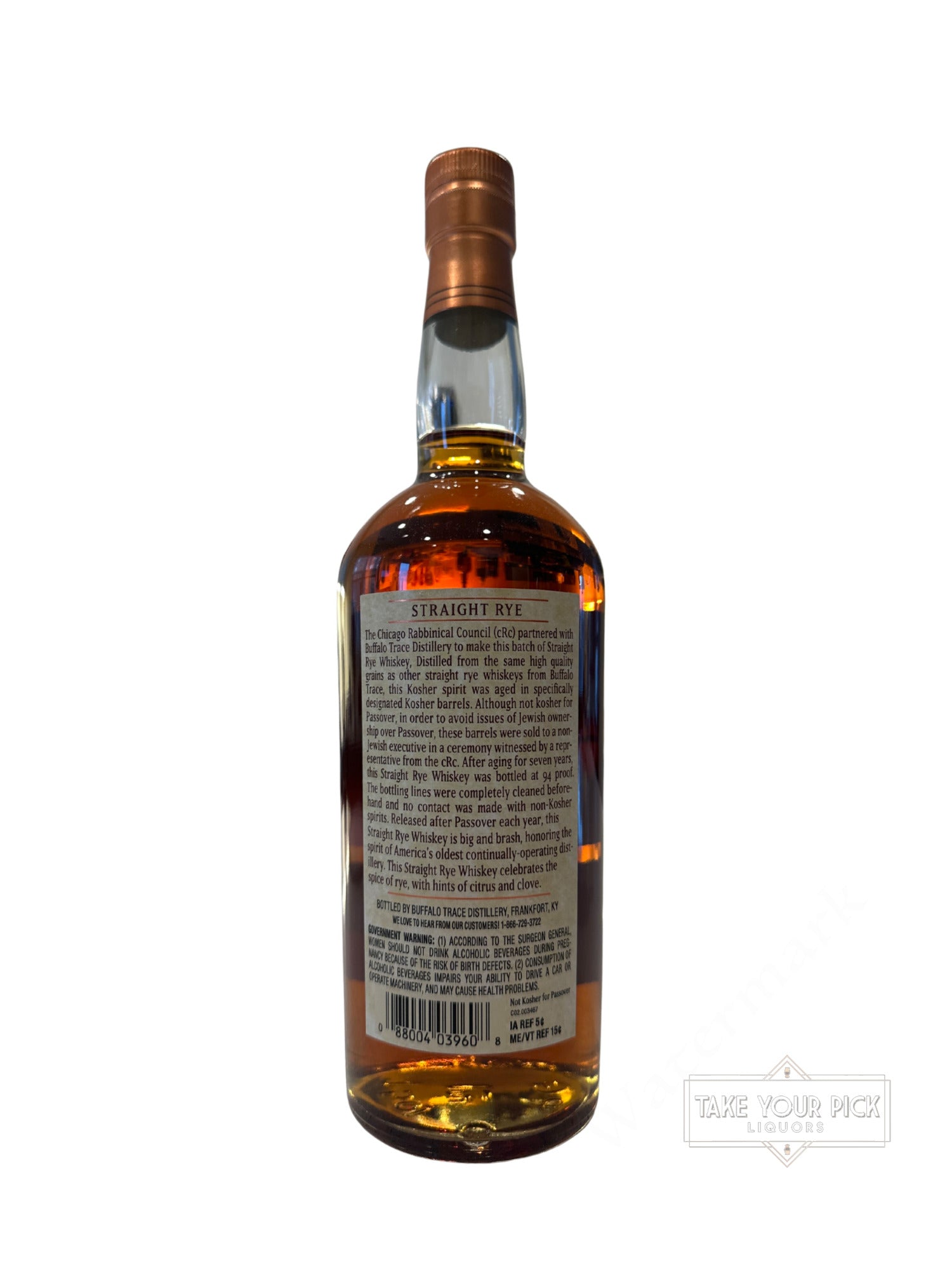 2025 Buffalo Trace Distillery Buffalo Trace Kosher Straight Rye Whiskey 94 Proof