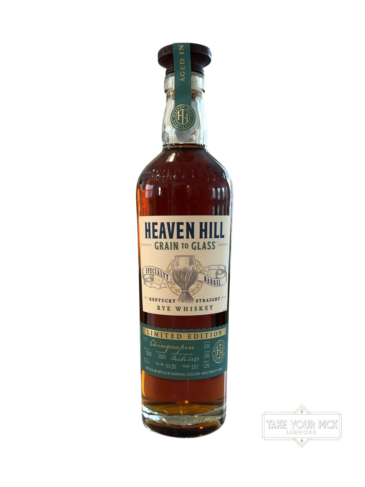 2025 Heaven Hill Grain to Glass Kentucky Straight Rye Whiskey Limited Edition Chinquapin 107 Proof 700ml