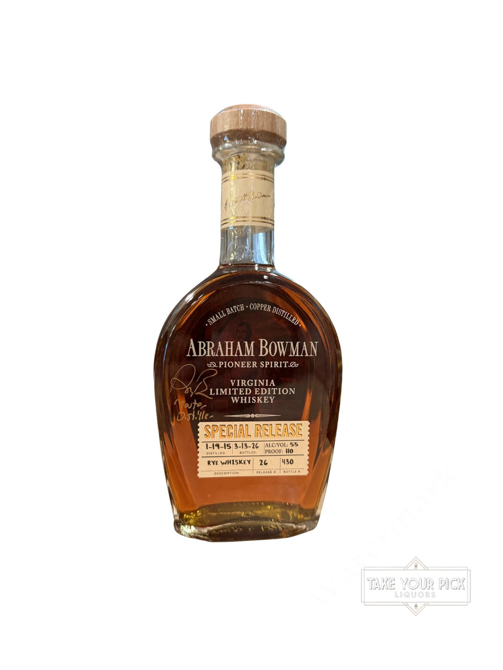 2026 A. Smith Bowman Rye Whiskey 110 Proof 750ml