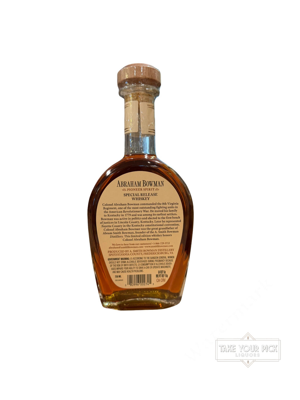 2026 A. Smith Bowman Rye Whiskey 110 Proof 750ml