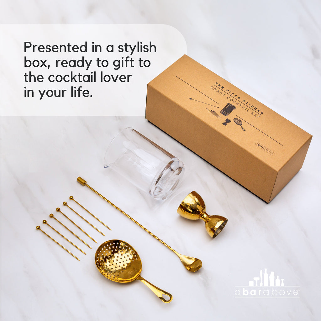 Gold 10-Piece Stirred Craft Cocktail Set