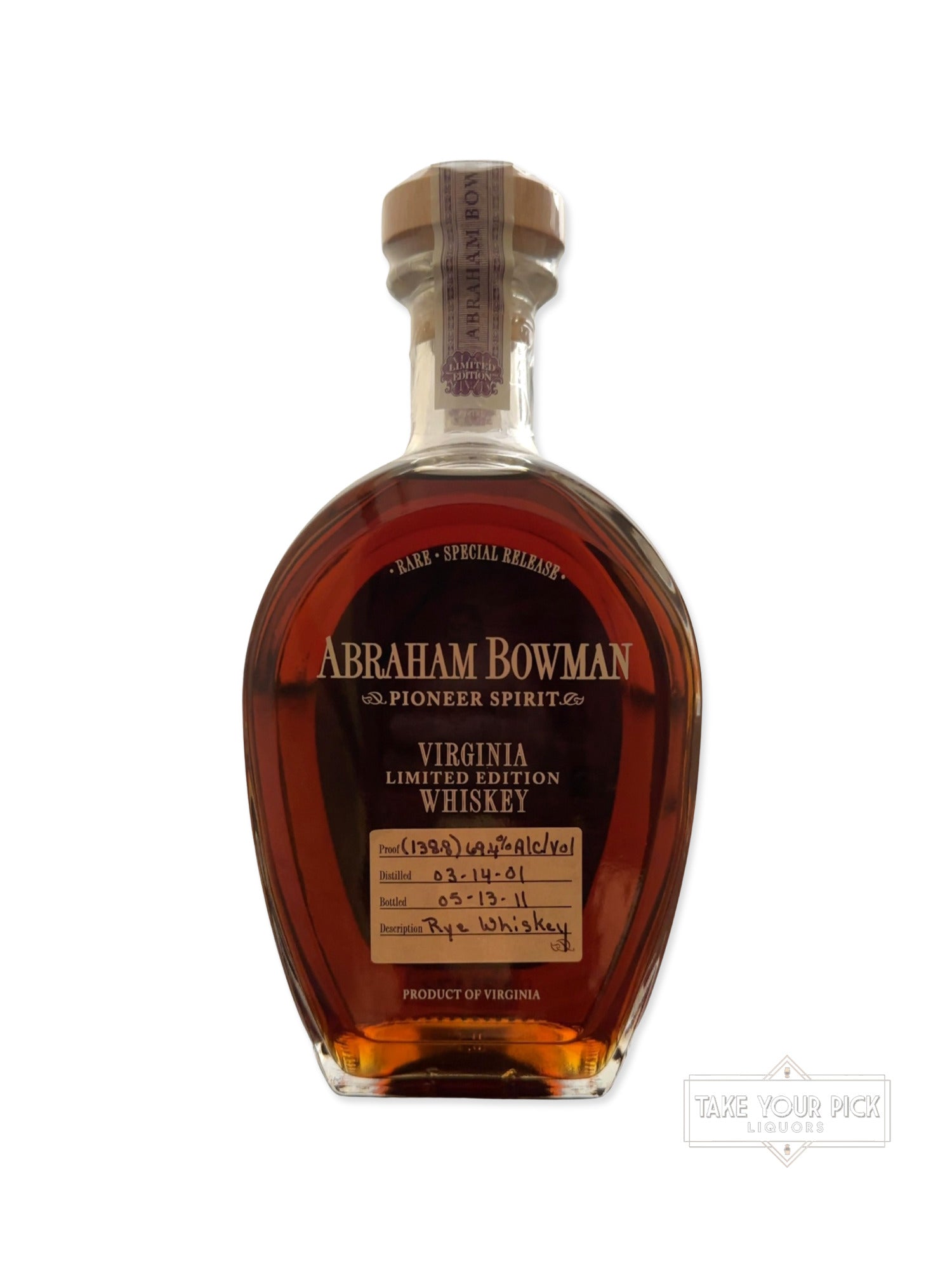 Abraham Bowman Virginia Limited Edition Whiskey 138.8 Proof