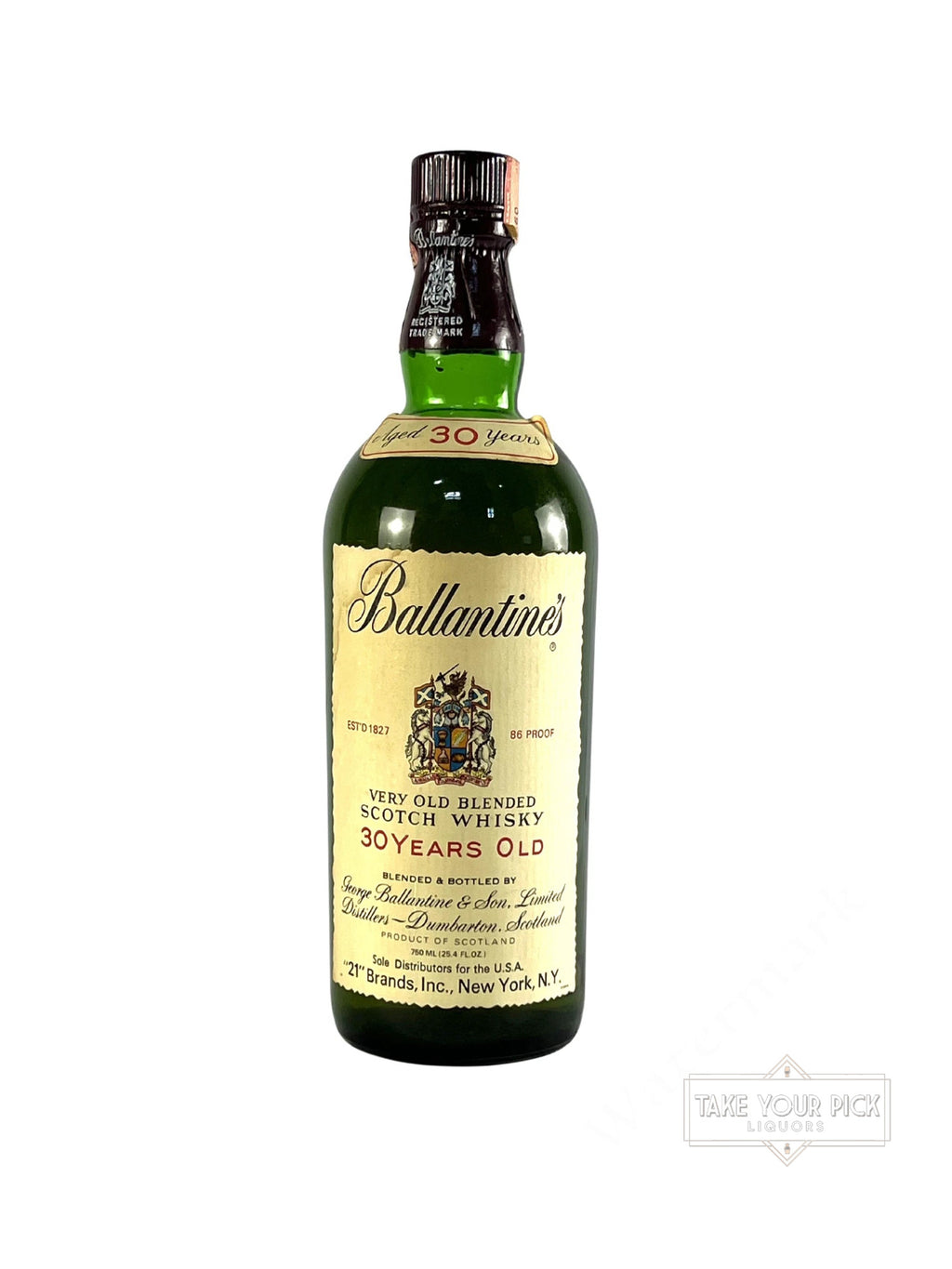 Ballantine's 30 Years Old 1970's - 86 Proof