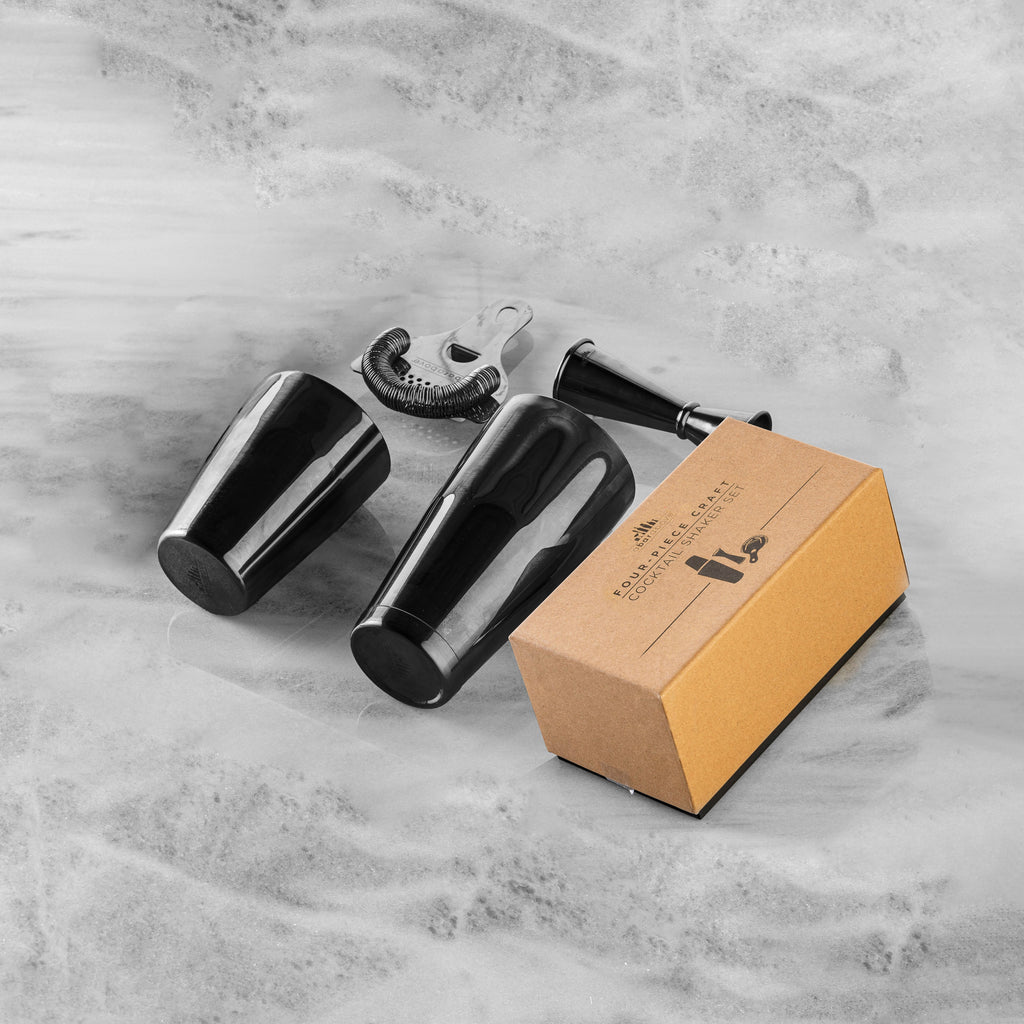 Black Cocktail Shaker Set (4-Piece)