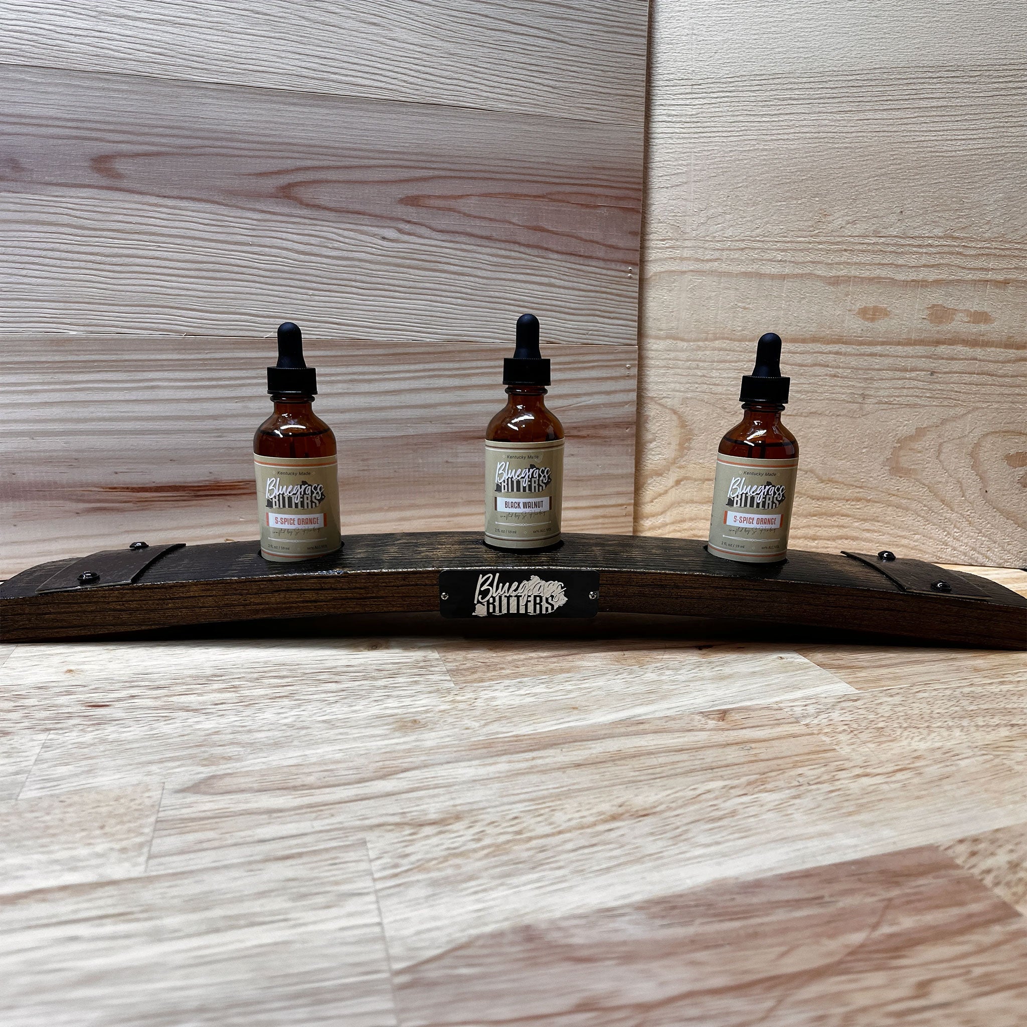 Hand Finished Barrel Stave Bitters Display