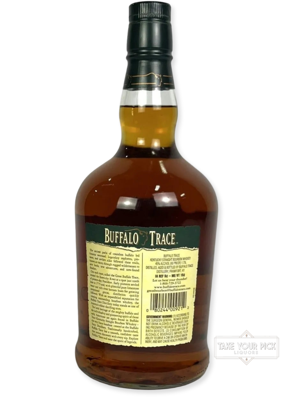 Buffalo Trace 1.75 Liter - 90 Proof - Bottle Back