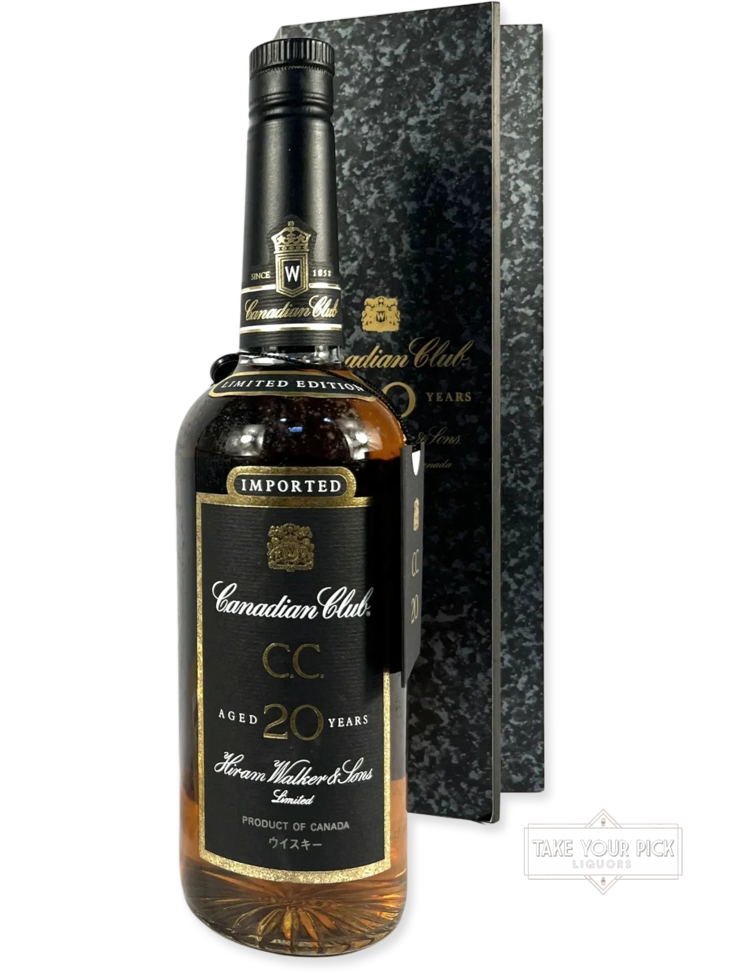 Canadian Club 20-year 1991 with box - 80 Proof - Bottle Front