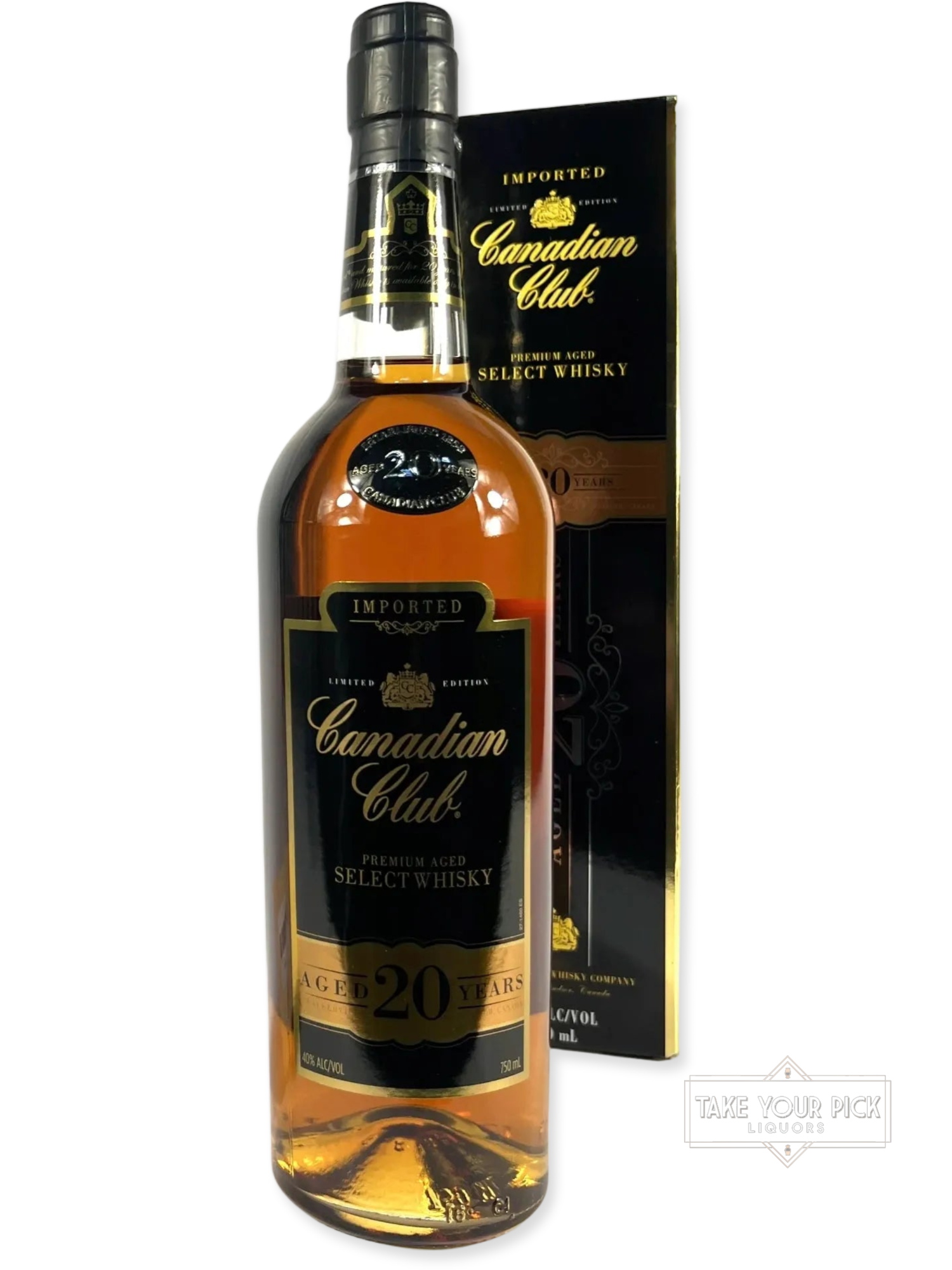 Canadian Club 20-year with box - 80 Proof - Bottle Front
