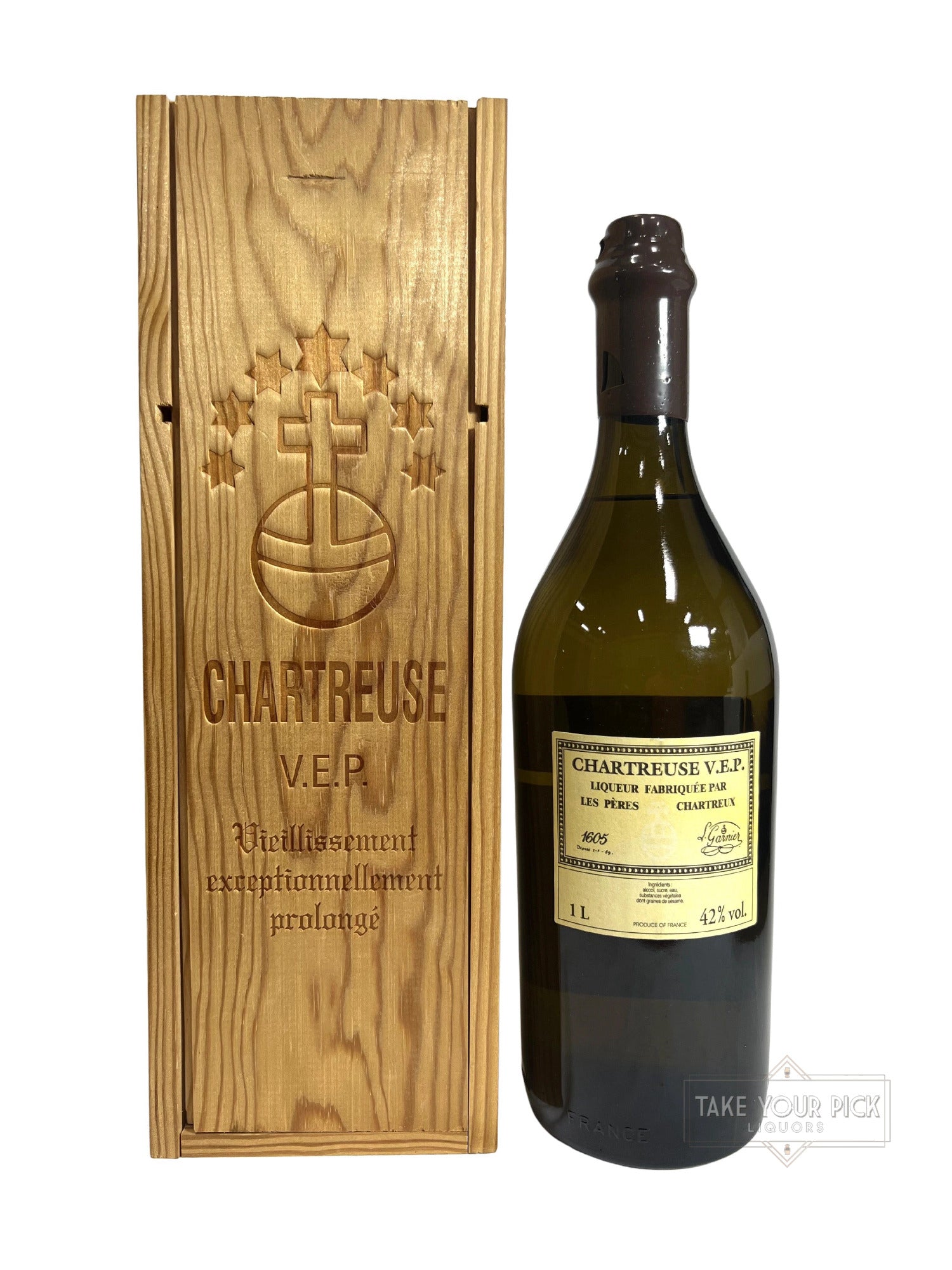 Chartreuse V.E.P. Yellow 2019 1 Liter with wooden box - 84 Proof
