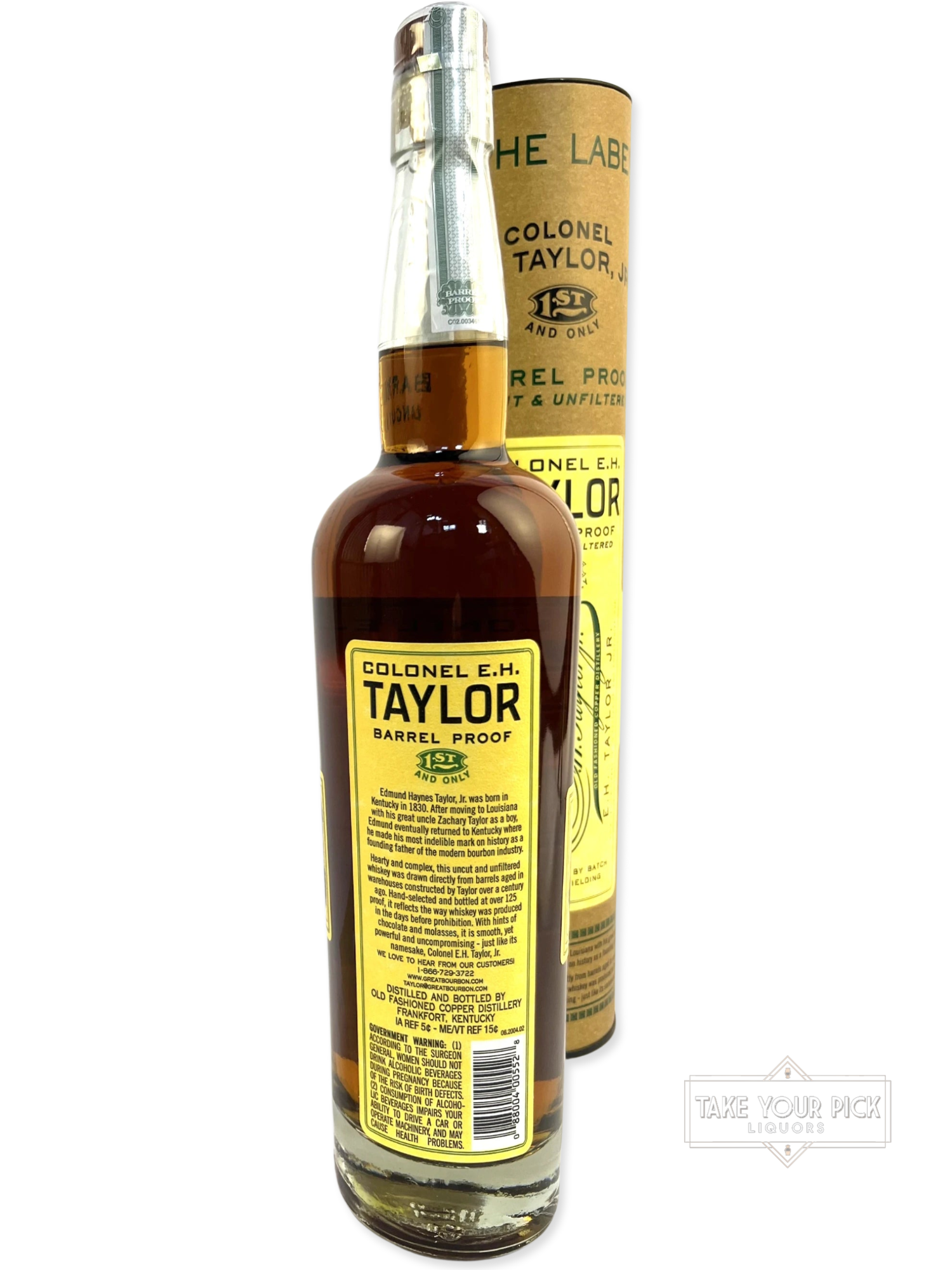 Colonel E.H. Taylor Barrel Proof Bourbon batch 13 - 127.3 Proof - Bottle Back