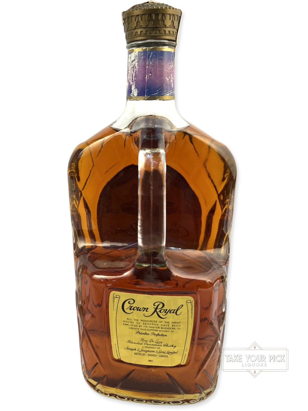 Crown Royal 1.75 Liter 1979 - 80 Proof - Bottle Back