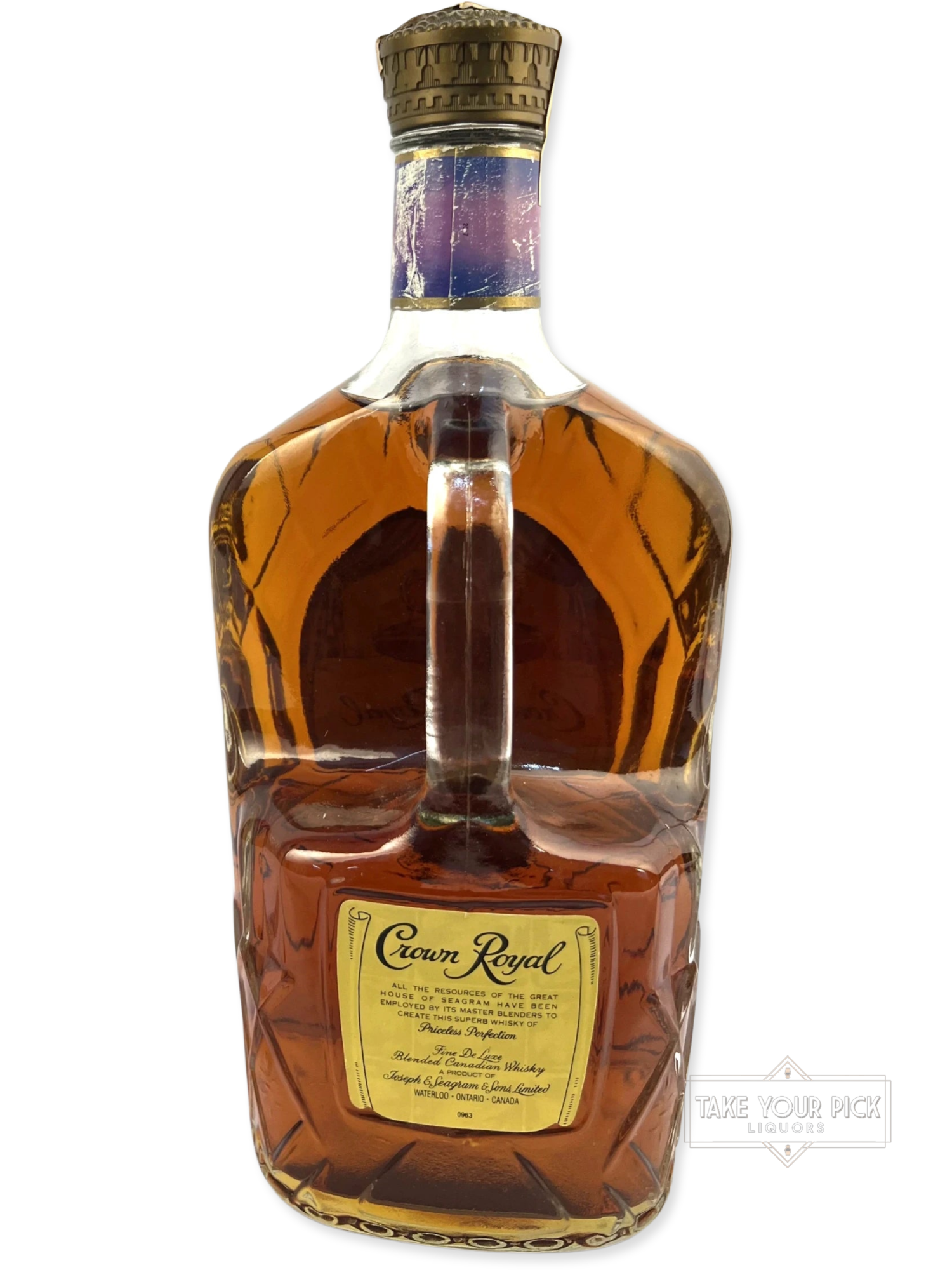 Crown Royal 1.75 Liter 1979 - 80 Proof - Bottle Back