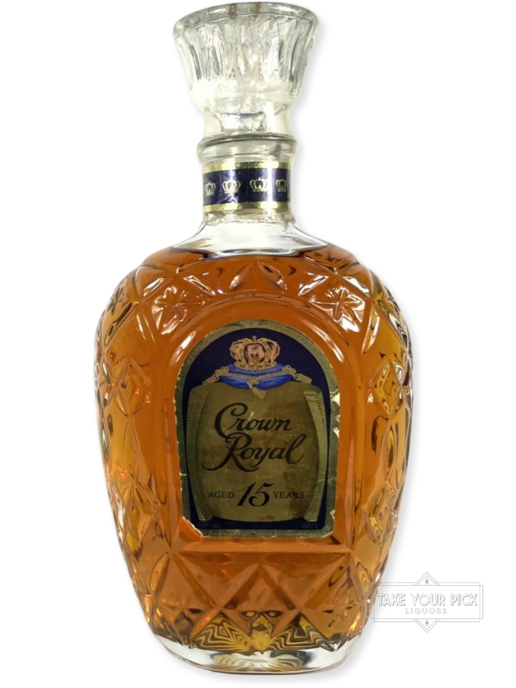 Crown Royal 15-year Paper Label 1990's - 80 Proof - Bottle Front