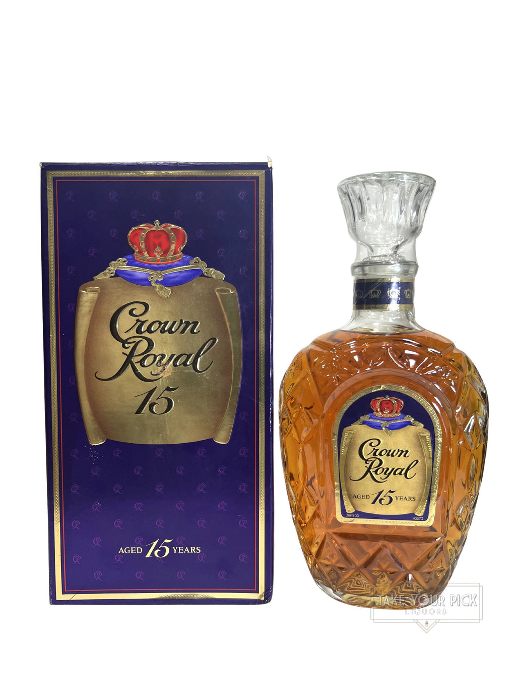 Crown Royal 15-year Paper Lablel 1990's with box - 80 Proof 750ml
