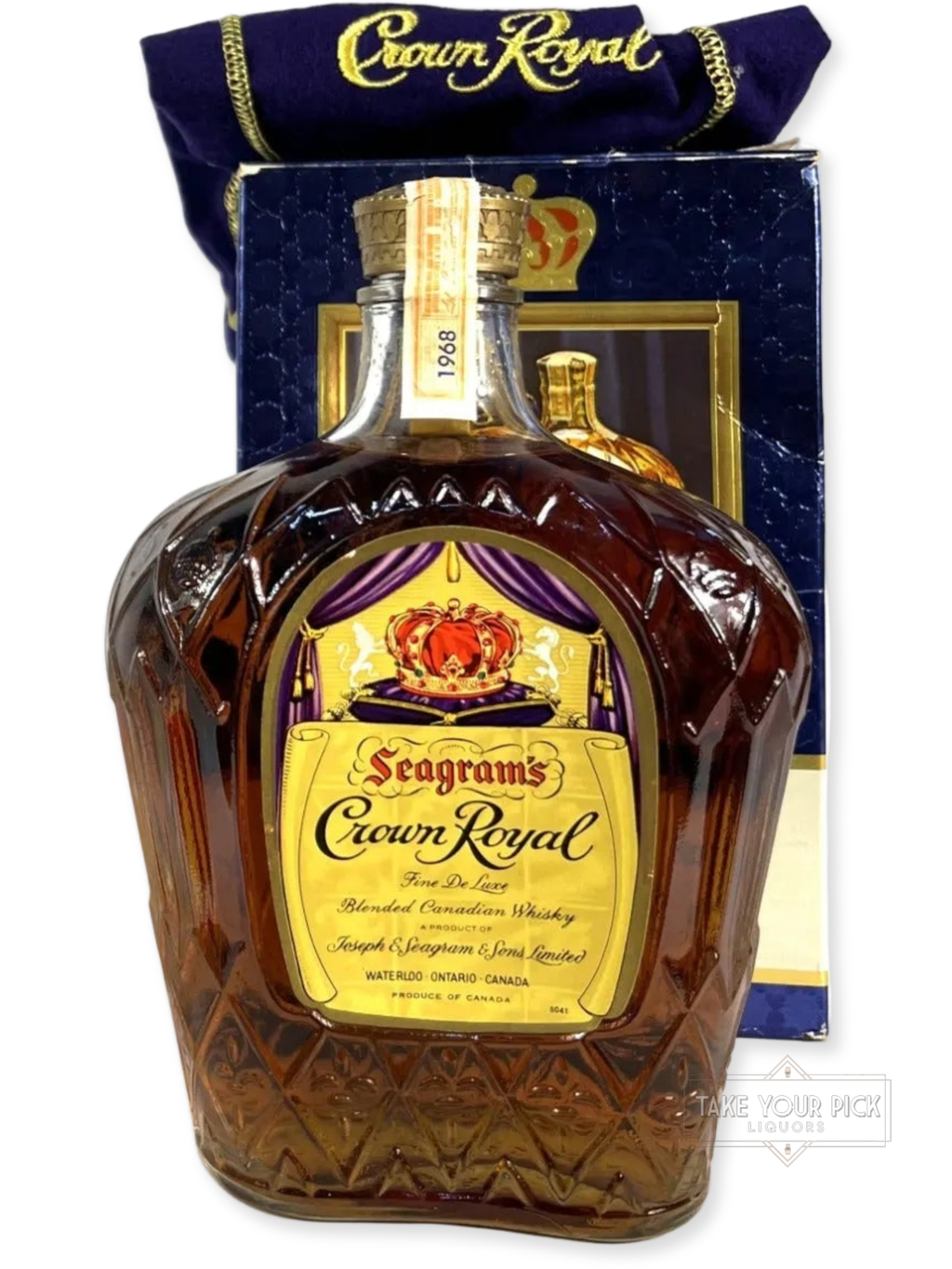 Crown Royal 1968 with bag and box - 80 Proof - Bottle Front