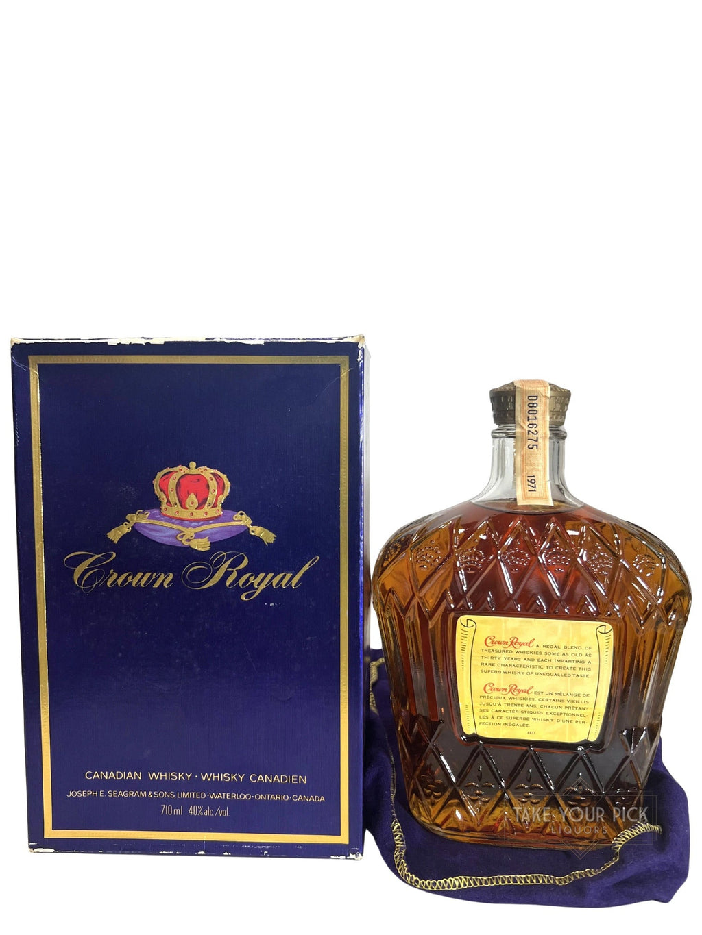 Crown Royal 1971 710ml with bag and box - 80 Proof
