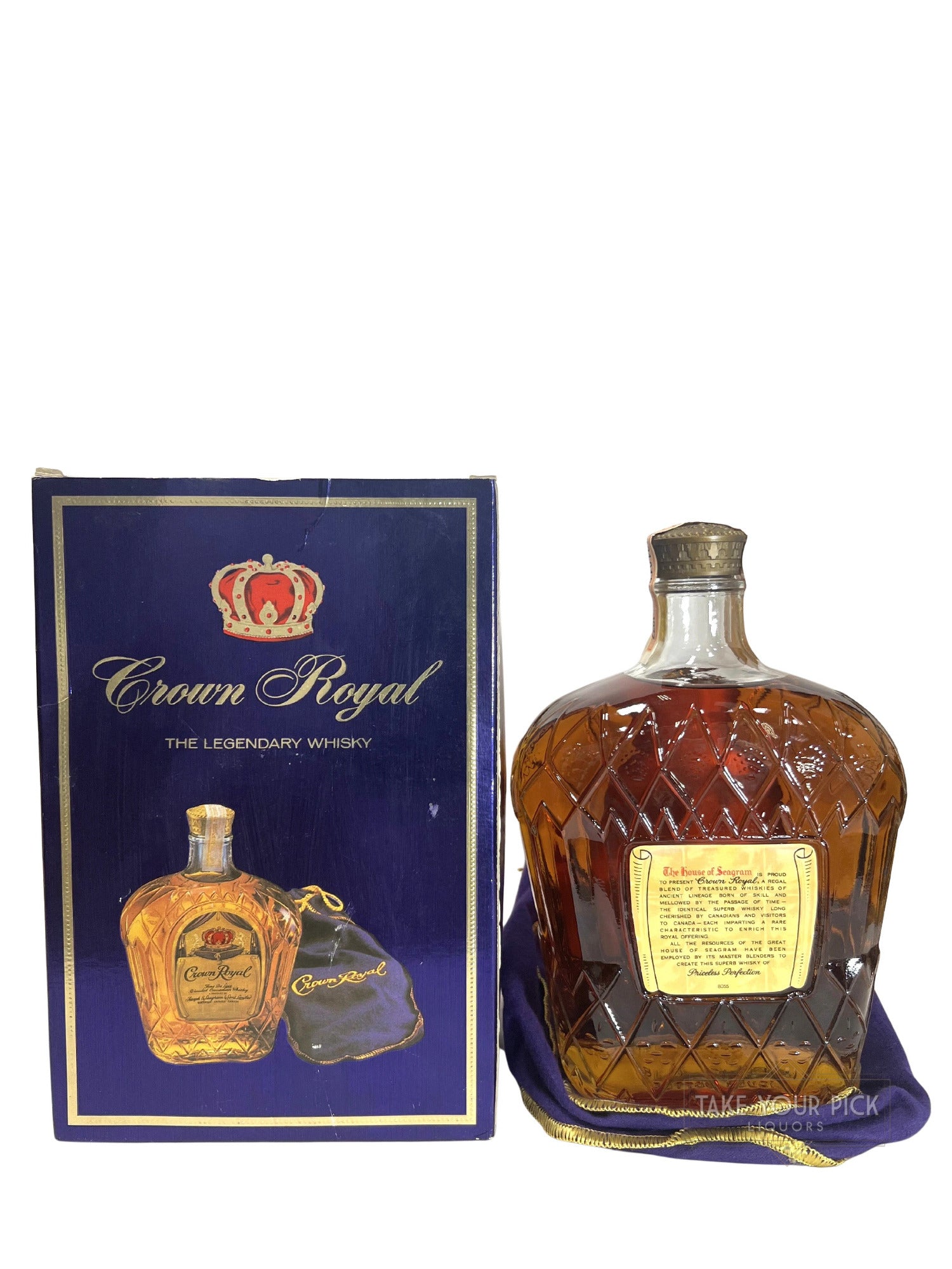 Crown Royal 1977 Liter with bag and box - 80 Proof