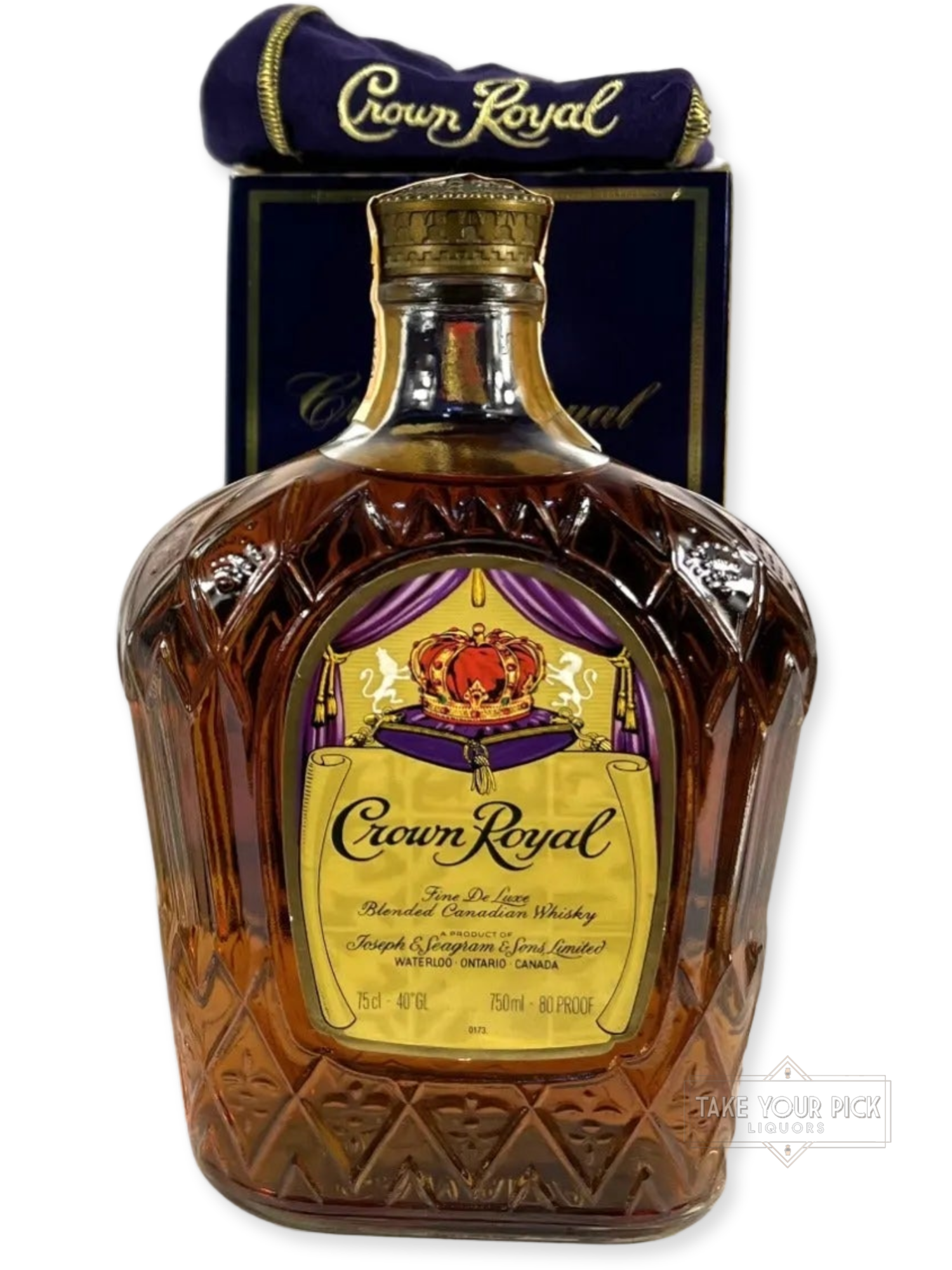 Crown Royal 1978 with bag and box - 80 Proof - Bottle Front
