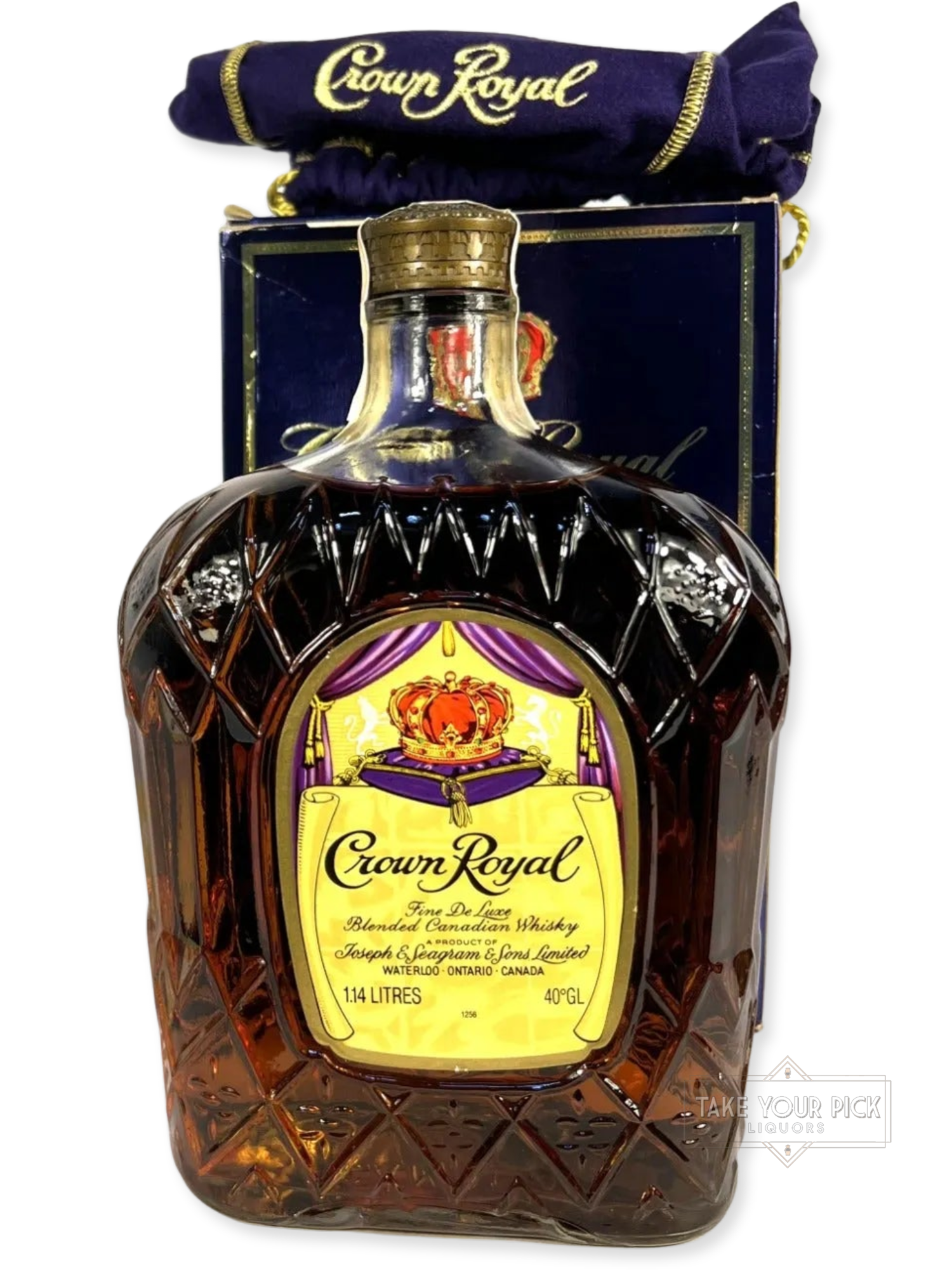 Crown Royal 1979 1.14 Liter with bag and box - 80 Proof - Bottle Front